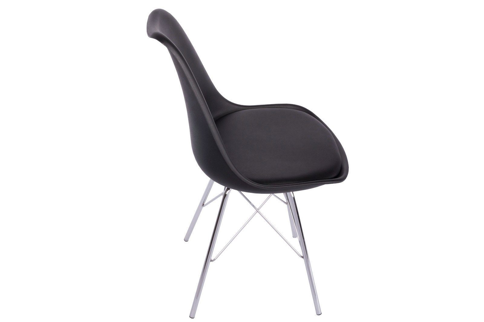 Stuhl Kunstleder-Sitzkissen, Gestell Chrom aus Schalenstuhl Junado® Integriertes Lekues, mit Schwarz