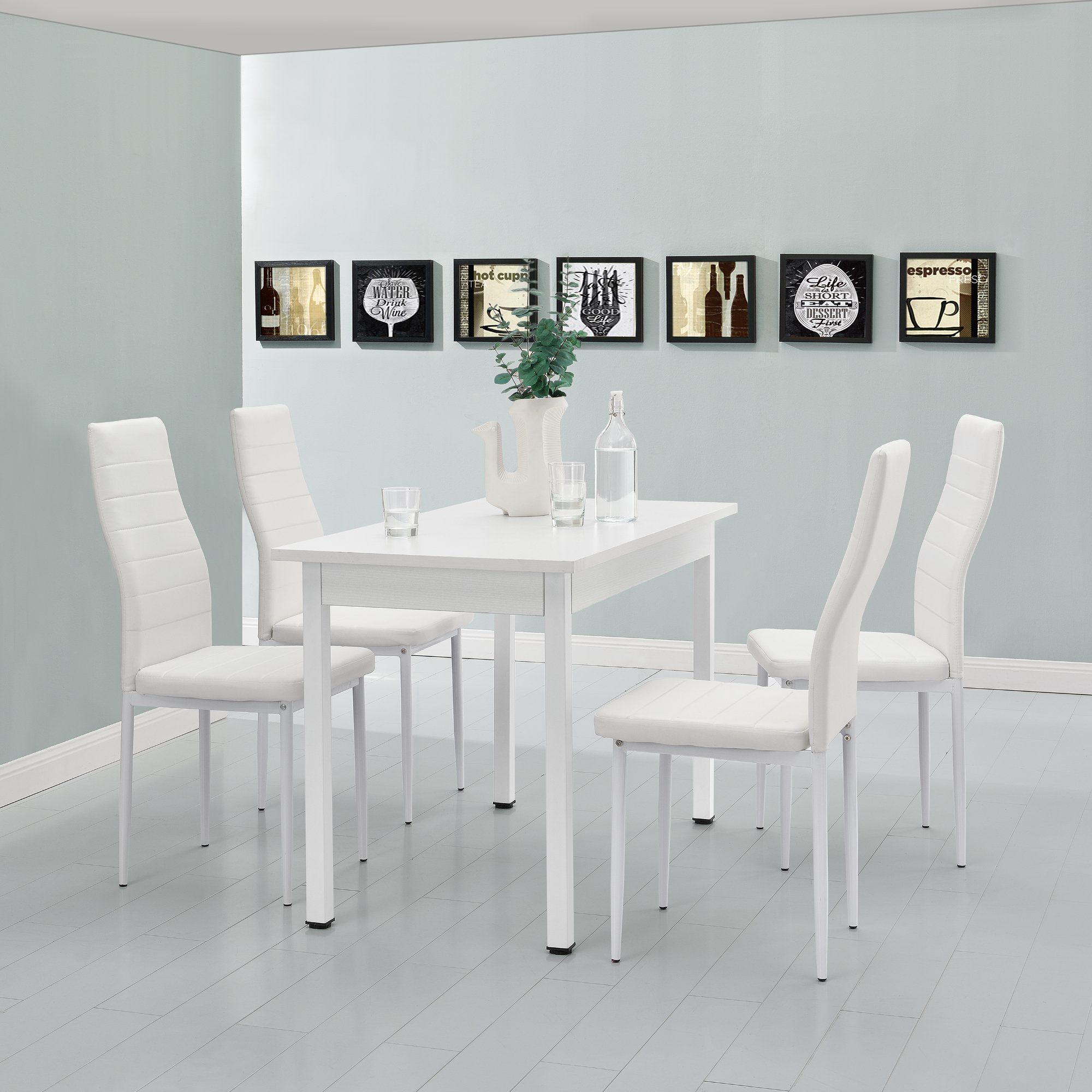 ® Esstisch mit 6 Stühlen schwarz/grau 140x60 Küchentisch Esszimmertisch en.casa 