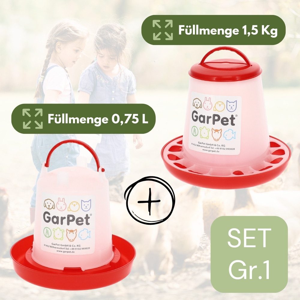GarPet Futterspender Futterautomat Hühner + Hühnertränke im Set