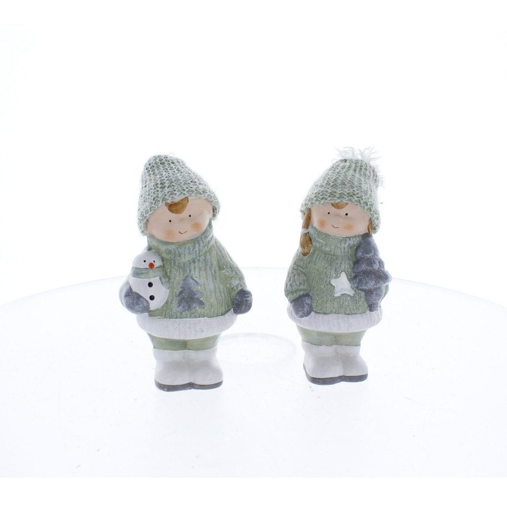 MICA Weihnachtsfigur Deko-Winterkind - hellgrün - ca. 9,8 x 6,5 x 16 cm - 1 günstig online kaufen