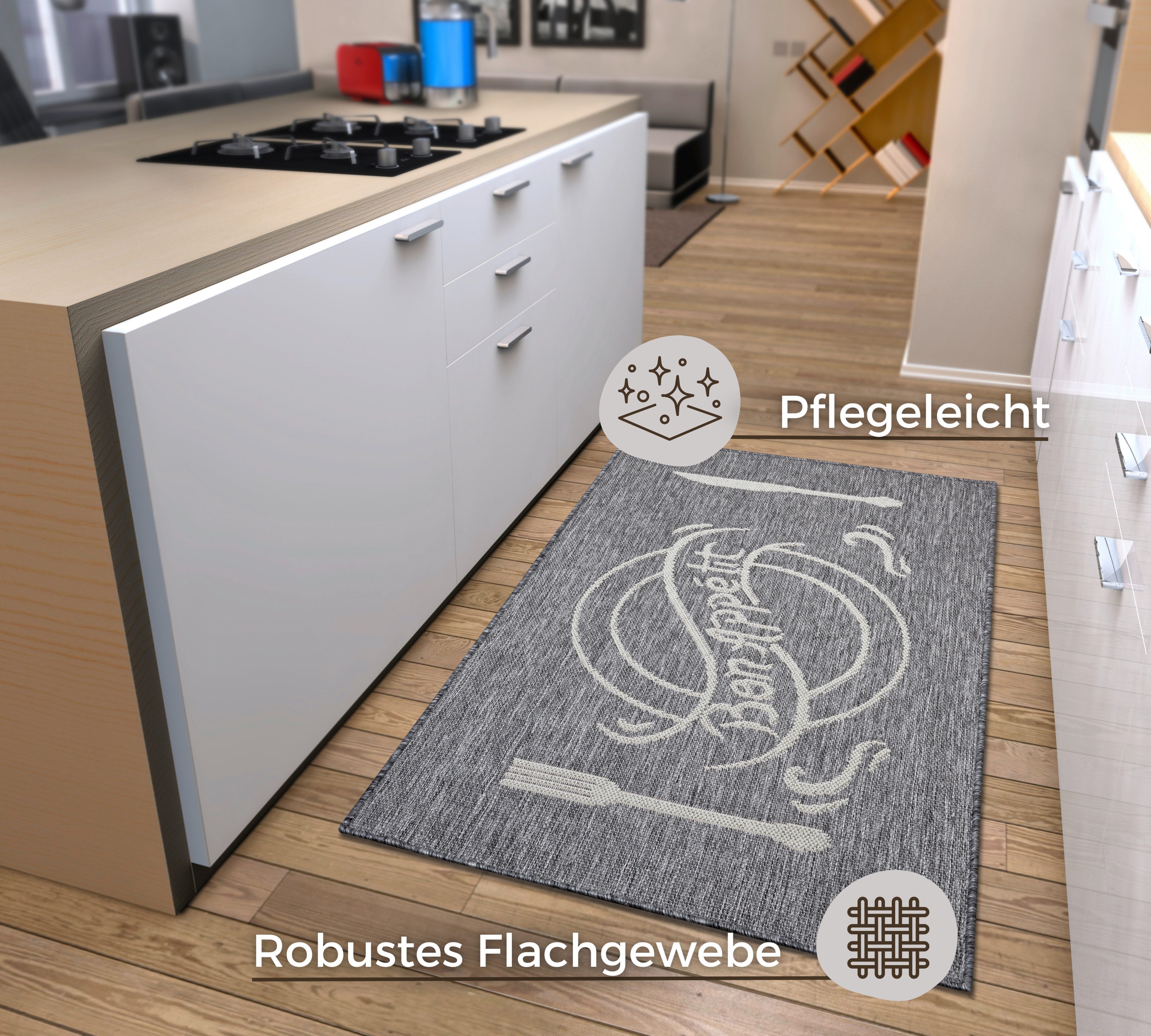 HANSE Home Küchenläufer Bon Appetit, rechteckig, Höhe: 5 mm, Läufer, Rutschfest, Küchenteppich, Küche, Teppich, Pflegeleicht