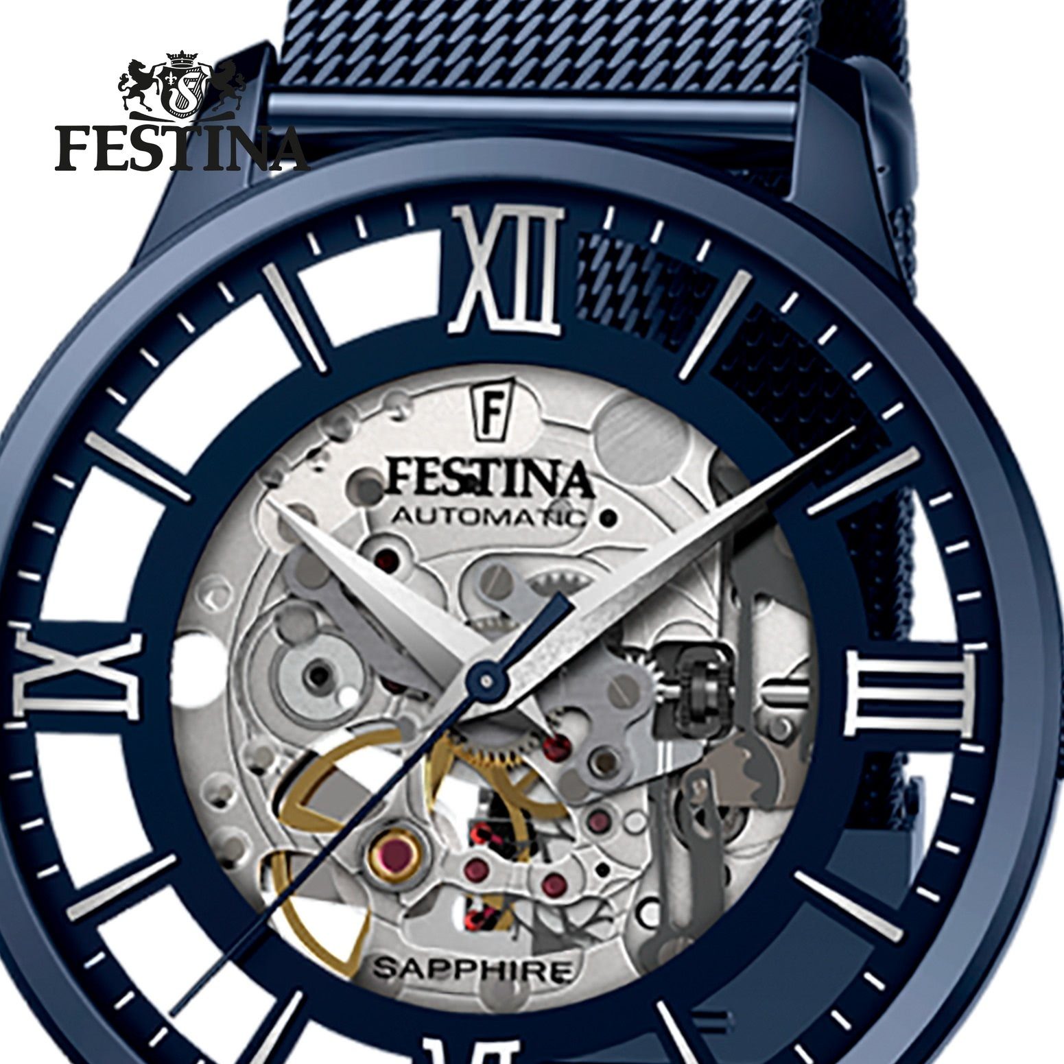 Festina Automatikuhr Festina Herrenuhr Automatik, (Analoguhr), Herren Armbanduhr rund, Edelstahlarmband silber, Elegant
