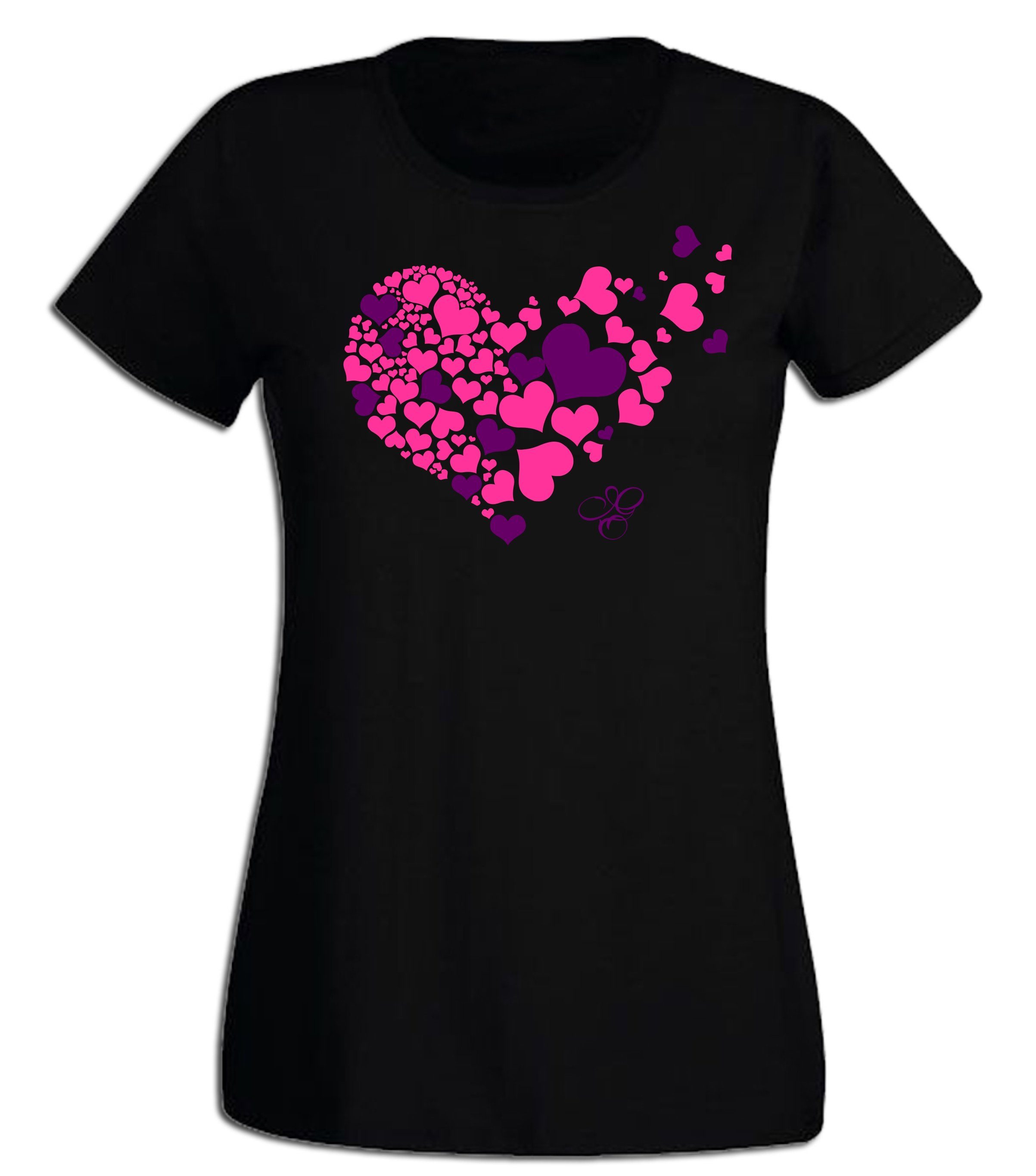 G-graphics T-Shirt Herz Slim-fit Damen T-Shirt aus unserer Pink-Purple-Coll günstig online kaufen