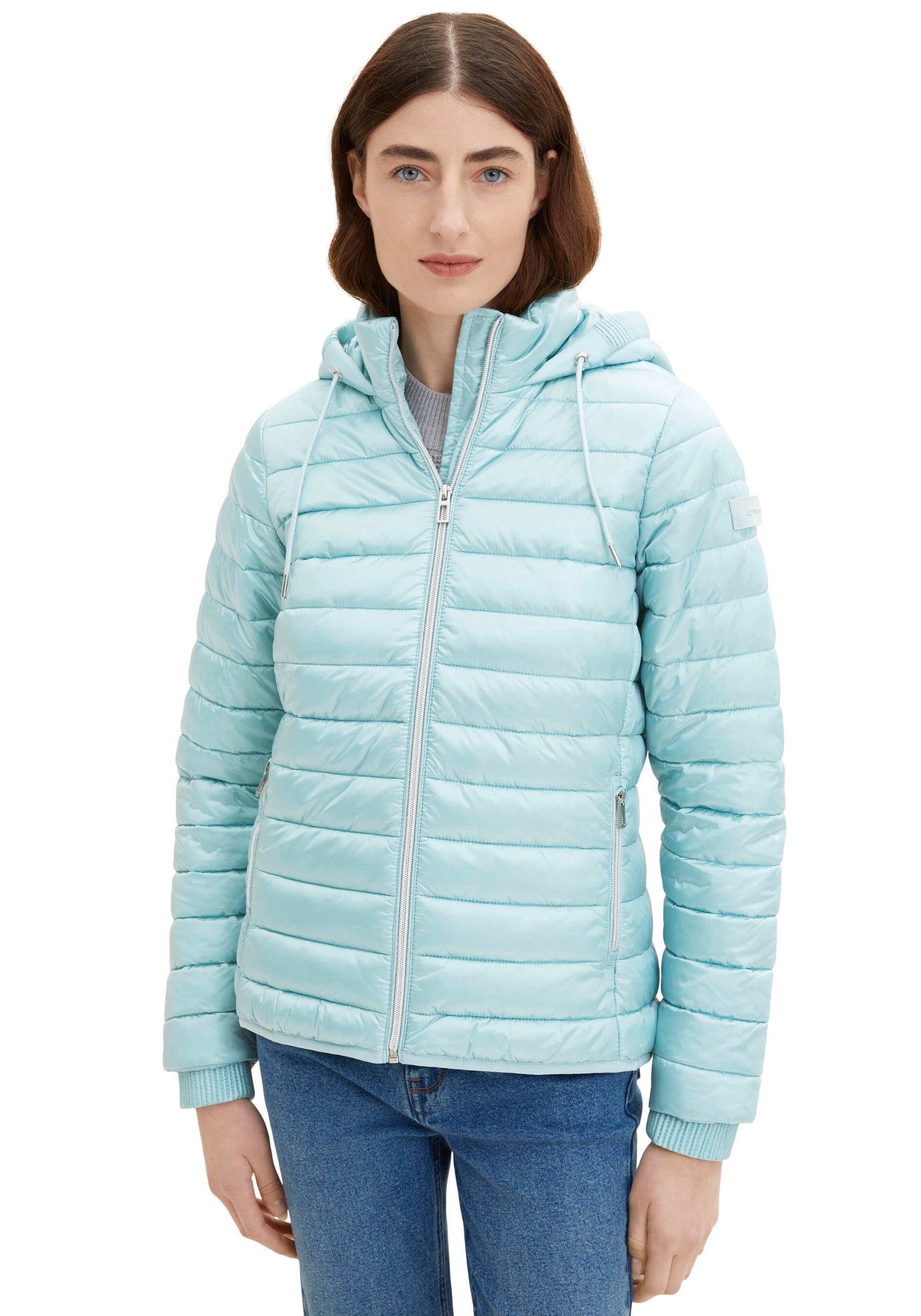 Steppjacke TOM Kapuze TAILOR Stehkragen rauchmint mit und