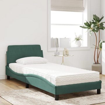 vidaXL Bett Bett mit Matratze Dunkelgrün 90x190 cm Samt