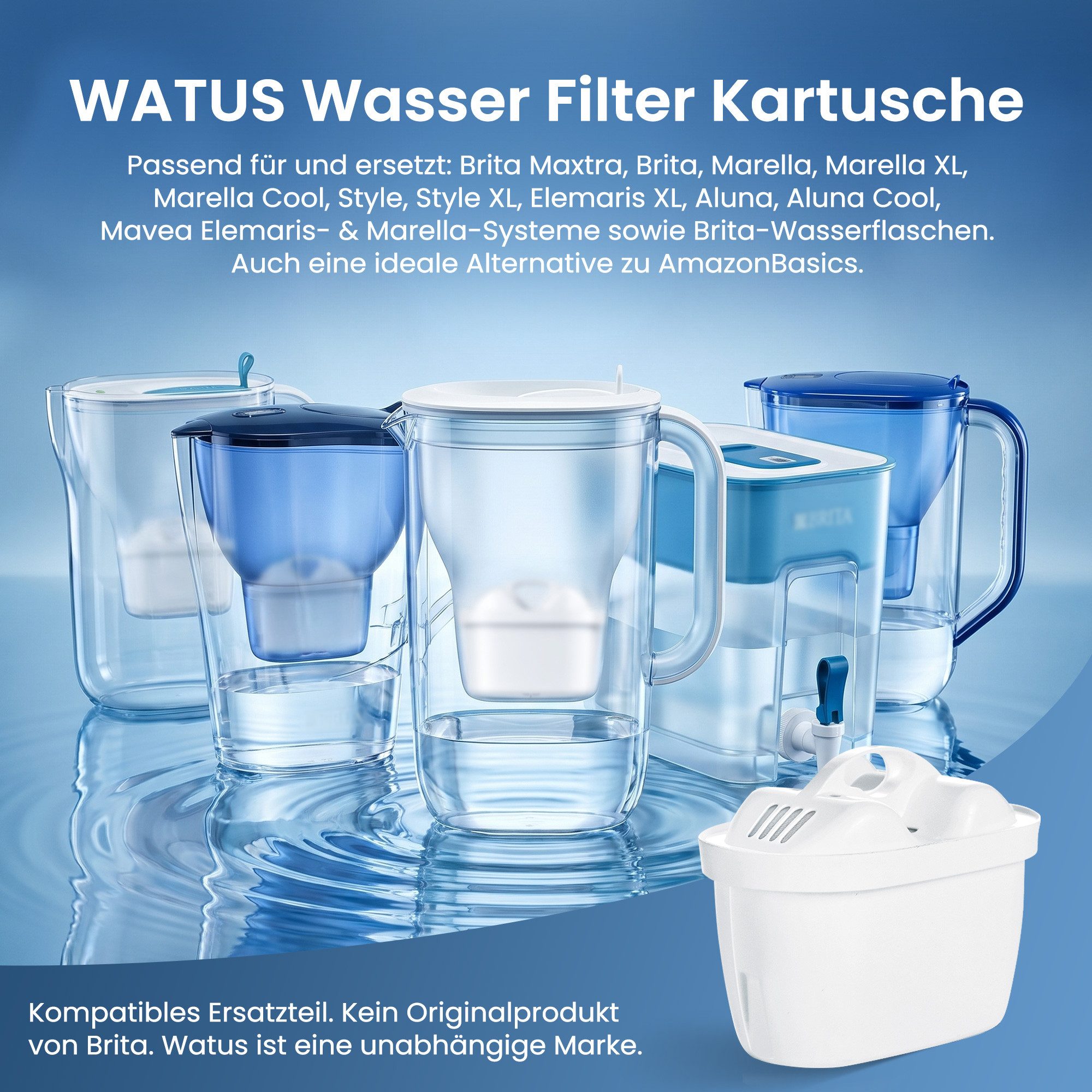 Watus Wasserfilter für Brita Kannen, Ersatz für Brita Maxtra + Filterkartuschen, Zubehör für BRITA Maxtra, Maxtra+, PerfectFit, Marella, Marella XL, Marella Coo – Bild 3 von 5