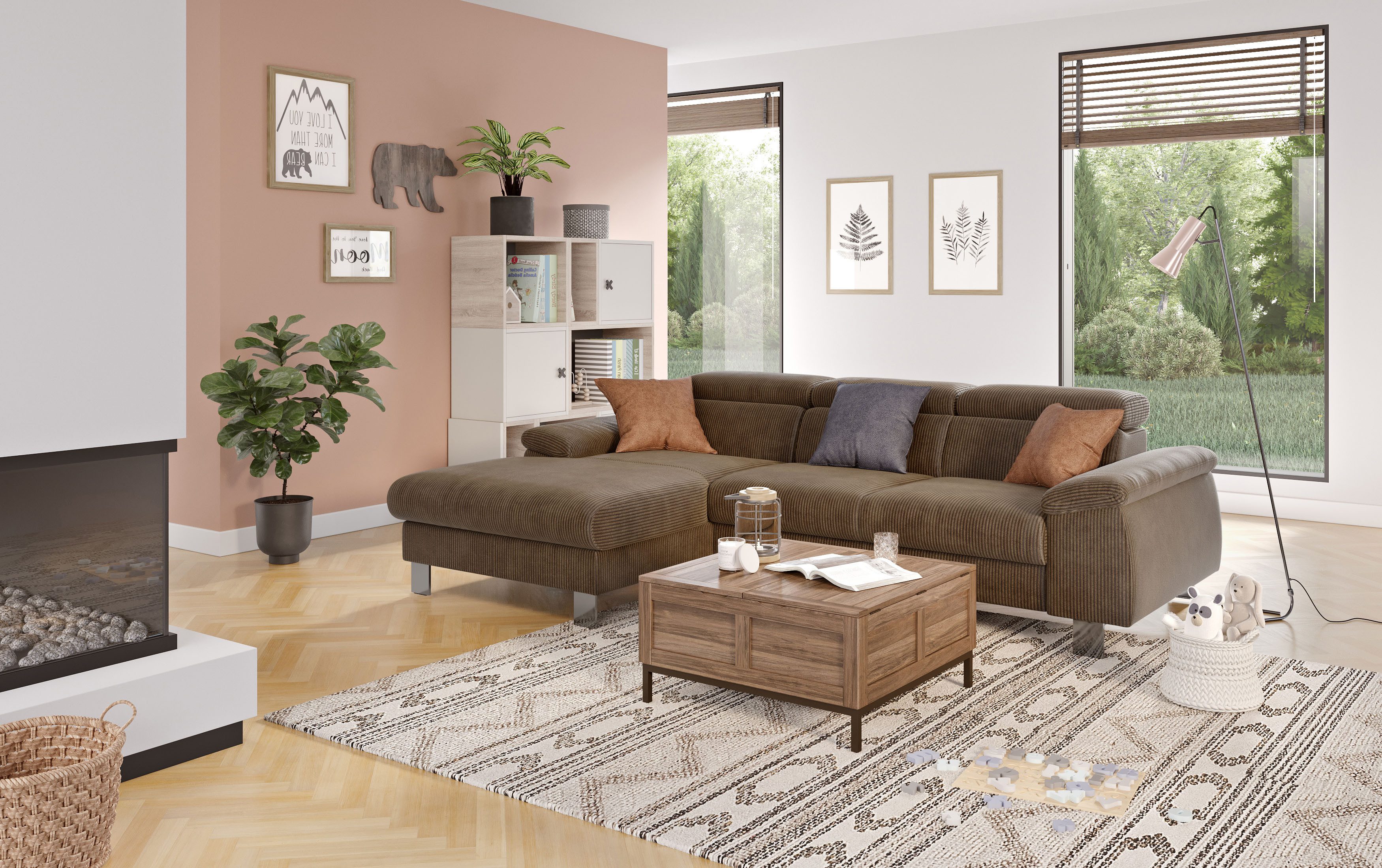 COTTA Ecksofa Komaris L-Form, B: 244 cm, mit Kopfteilverstellung, optional Schlaffunktion, Bettkasten & Licht