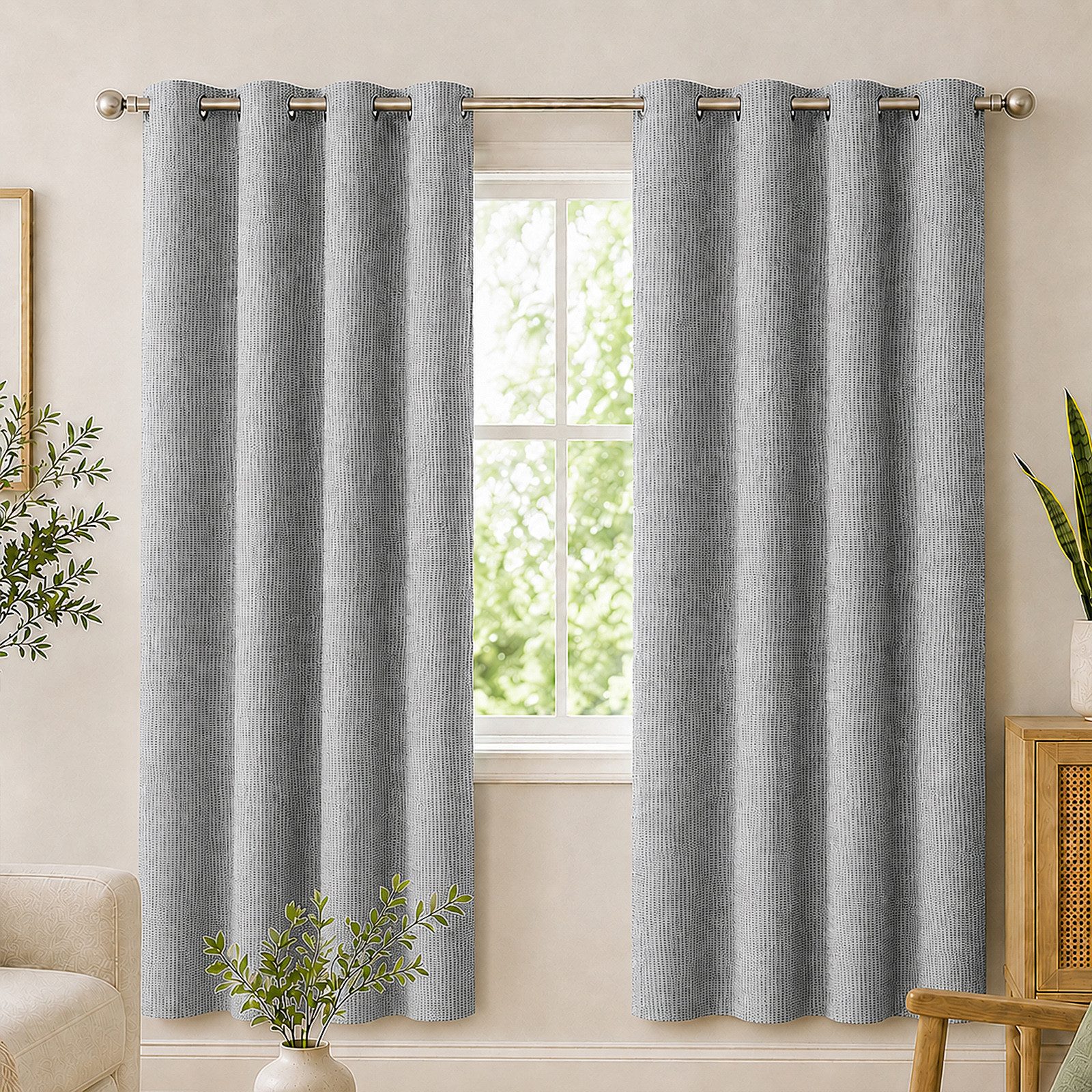 BlingBin Verdunkelungsvorhang 100 % verdunkelnde Ösengardinen 2‑er Set, Leinenoptik (2 St), verdunkelnd, blickdichte Thermovorhänge mit Wärmeschutz und Schallschutz