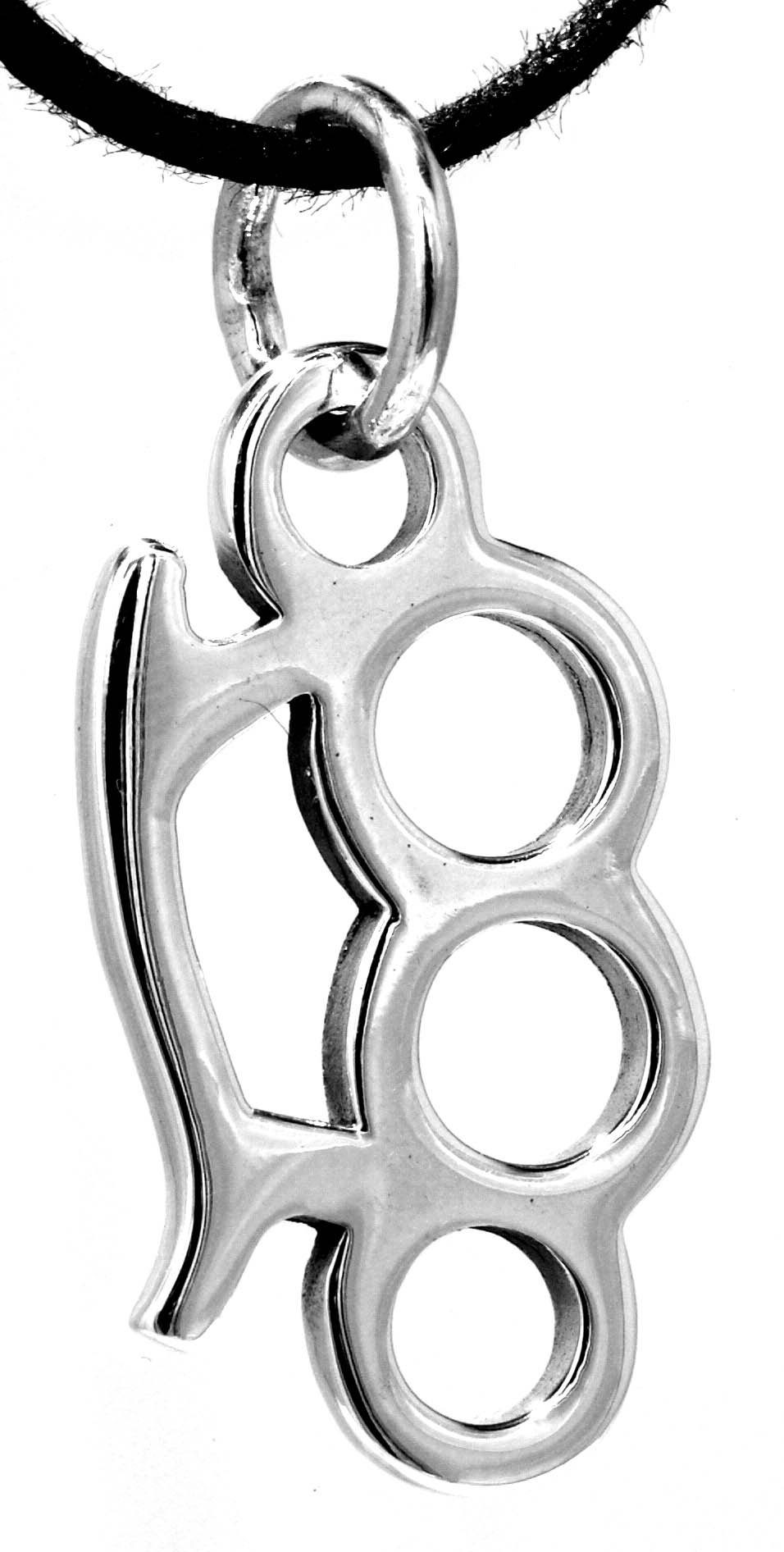 Kiss of Leather Kettenanhänger Schlagring Knuckle Duster Schlag Ring Silber 925 Silberanhänger