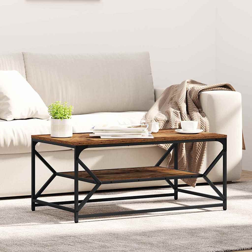 vidaXL Couchtisch, Couchtisch Altholz 90 x 50 x 40 cm Ingenieure Holz und Stahl