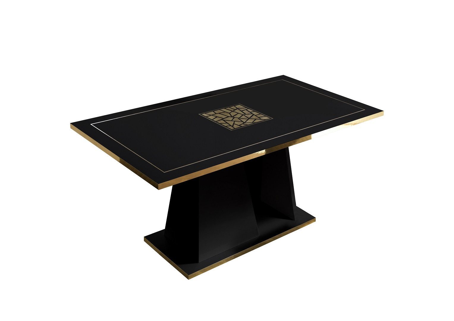 Interdesign24 Esstisch Stella (mit Seidensiebdruck, in Schwarz/Gold Hochglanz), Made in Italy