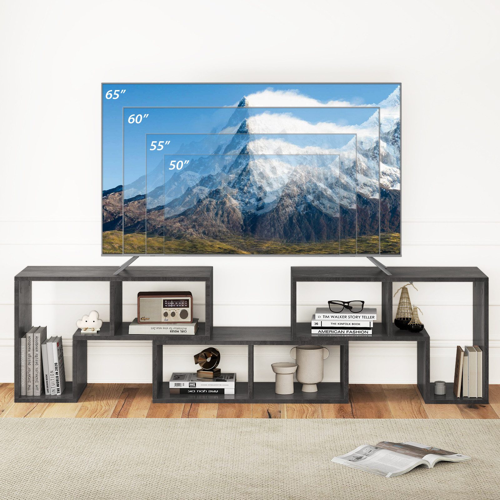 COSTWAY TV-Schrank Eckregal 3-teilig, ausziehbar, frei Kombinierbar günstig online kaufen