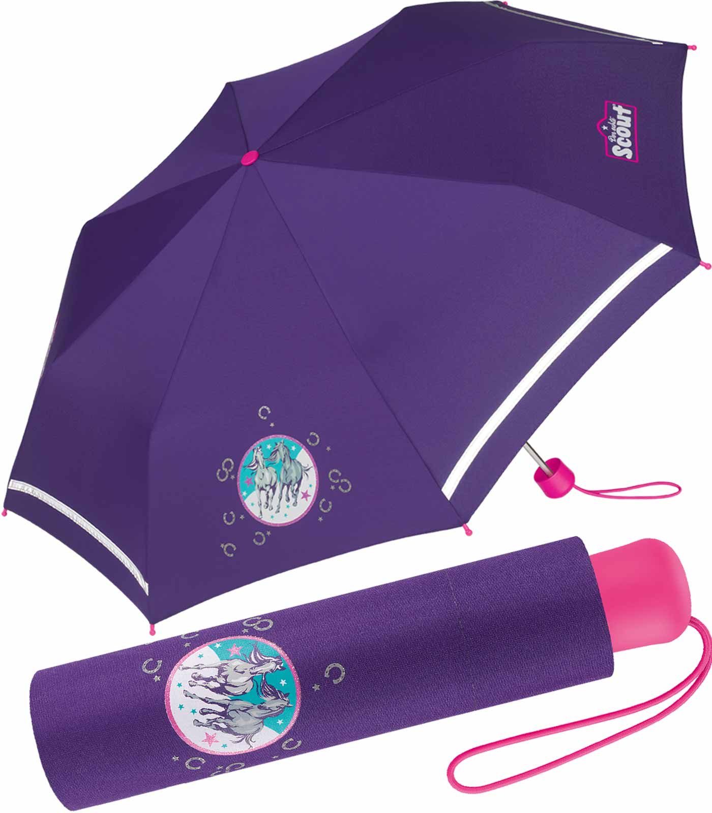 Scout Taschenregenschirm Mini Kinderschirm Basic reflektierend bedruckt, leicht