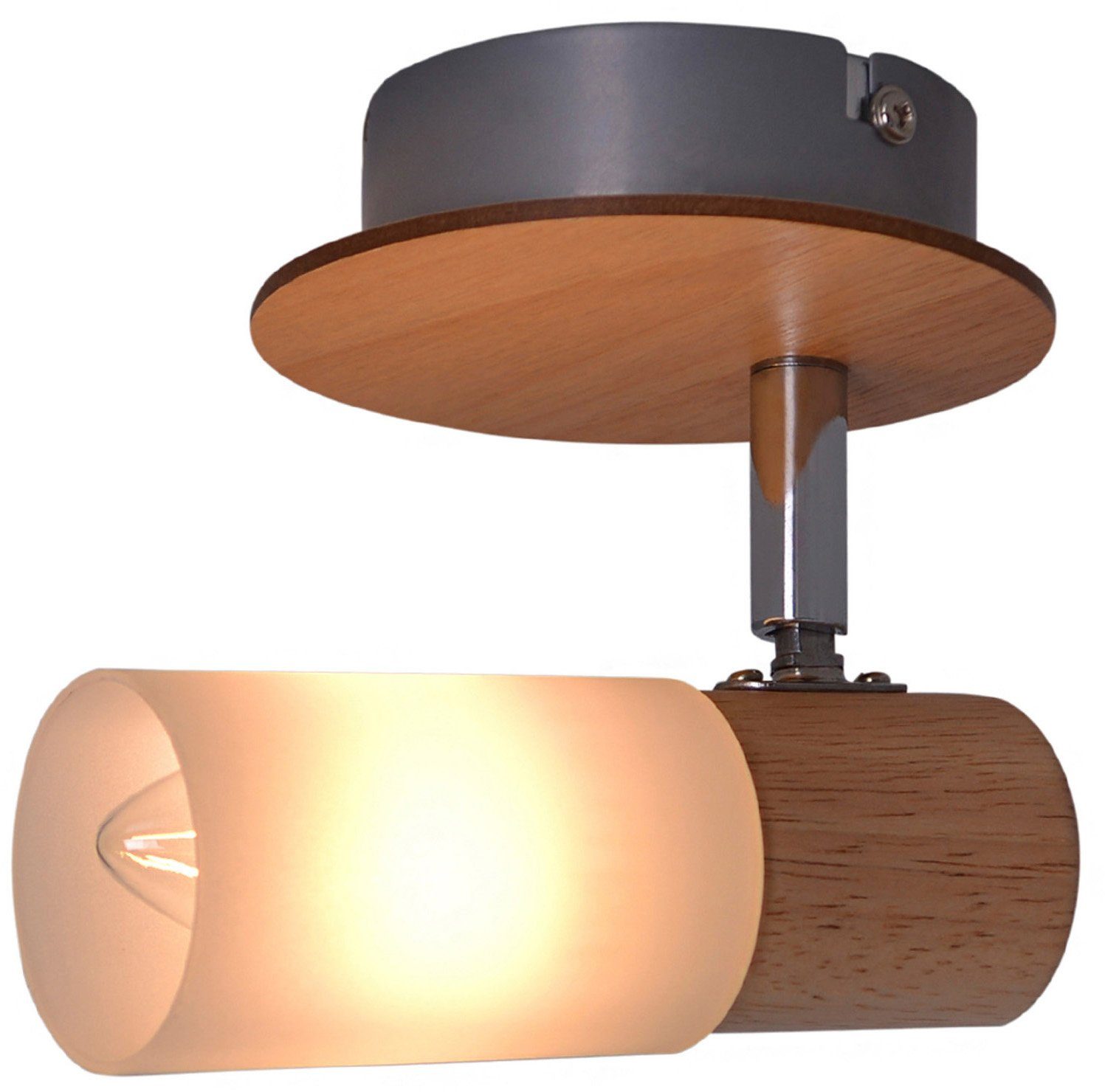 näve Deckenspot Todtnau, ohne Leuchtmittel, Holzart Gummibaum, Spots flexibel verstellbar, E14 max 5W, weiß/natur