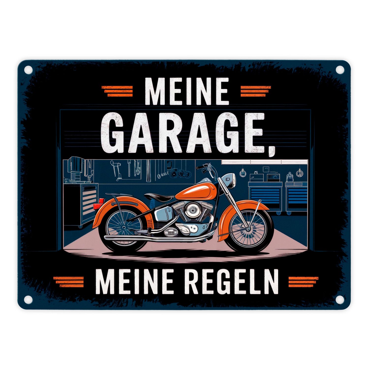 Metallschild Vintage Garage Motorrad Metallschild in 15x20 cm Meine Regeln