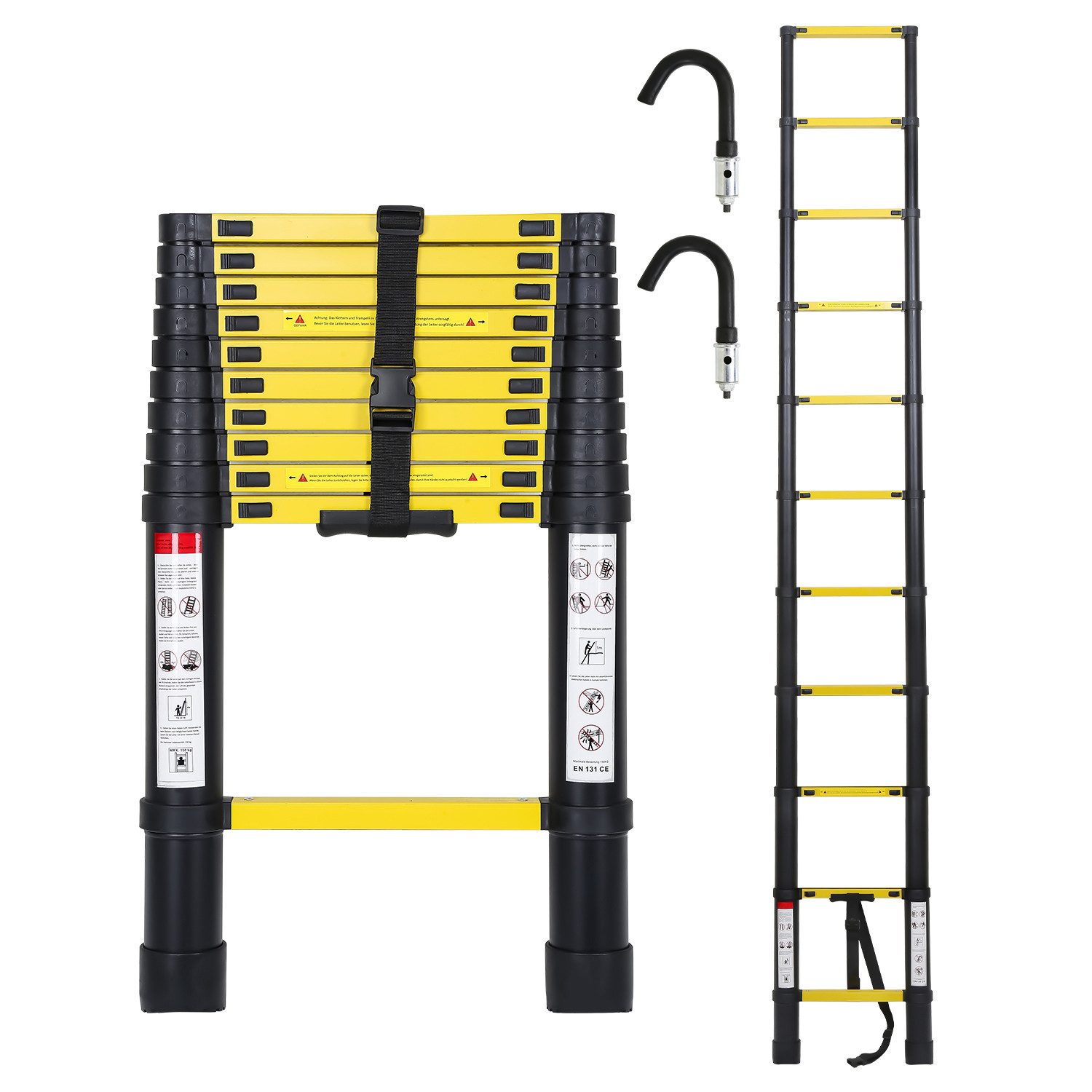 Clanmacy Teleskopleiter Teleskopleiter Alu 2,6~5m Ausziehleiter Anlegeleite günstig online kaufen