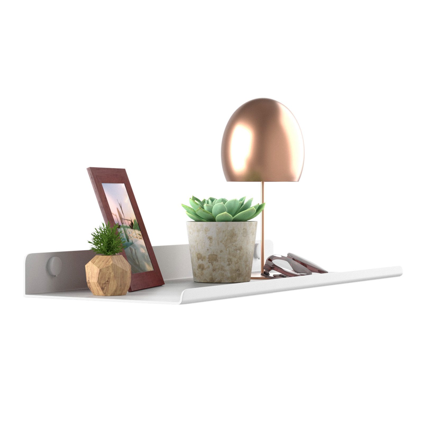 SO-TECH® Wandregal Schweberegal HOVER 35/45 x 13 x 3 cm inkl. Befestigungsset, 3-tlg., Wandmontage, für Bad Küche oder Wohnzimmer, Weiß – Bild 3 von 5