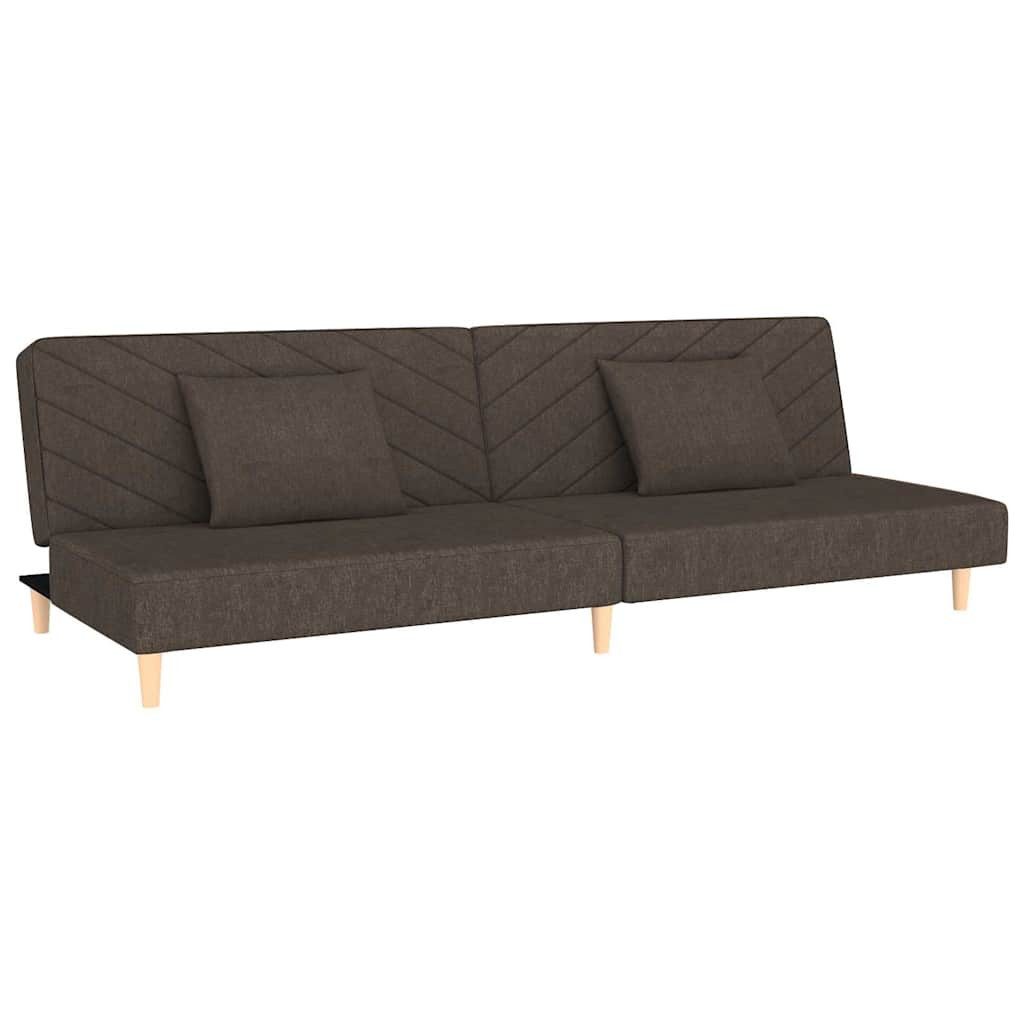 vidaXL Sofa Schlafsofa 2-Sitzer mit 2 Kissen Braun Stoff