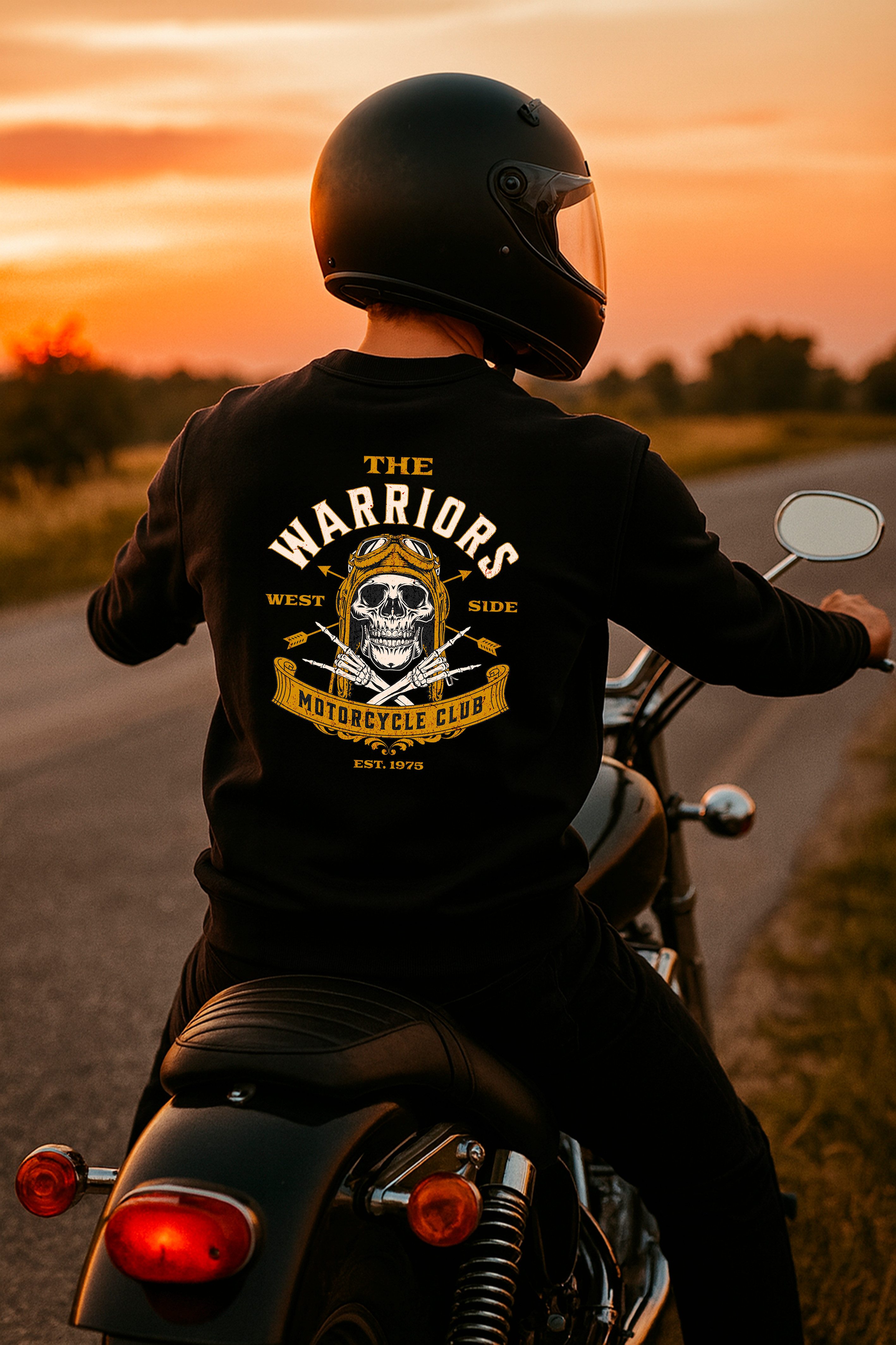 Banco Rundhalspullover Herren Sweatshirt - Rundhals Pullover mit Front- & Backprint Casual Streetwear für Freizeit & Motorrad