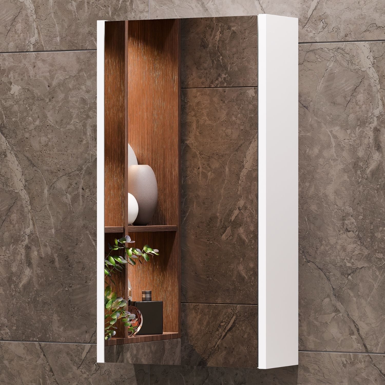 Planetmöbel Badezimmerspiegelschrank Spiegelschrank Wega Matt 40cm (Badezimmer Spiegelschrank, Spiegelschrank Bad) Badezimmerschrank mit Spiegel