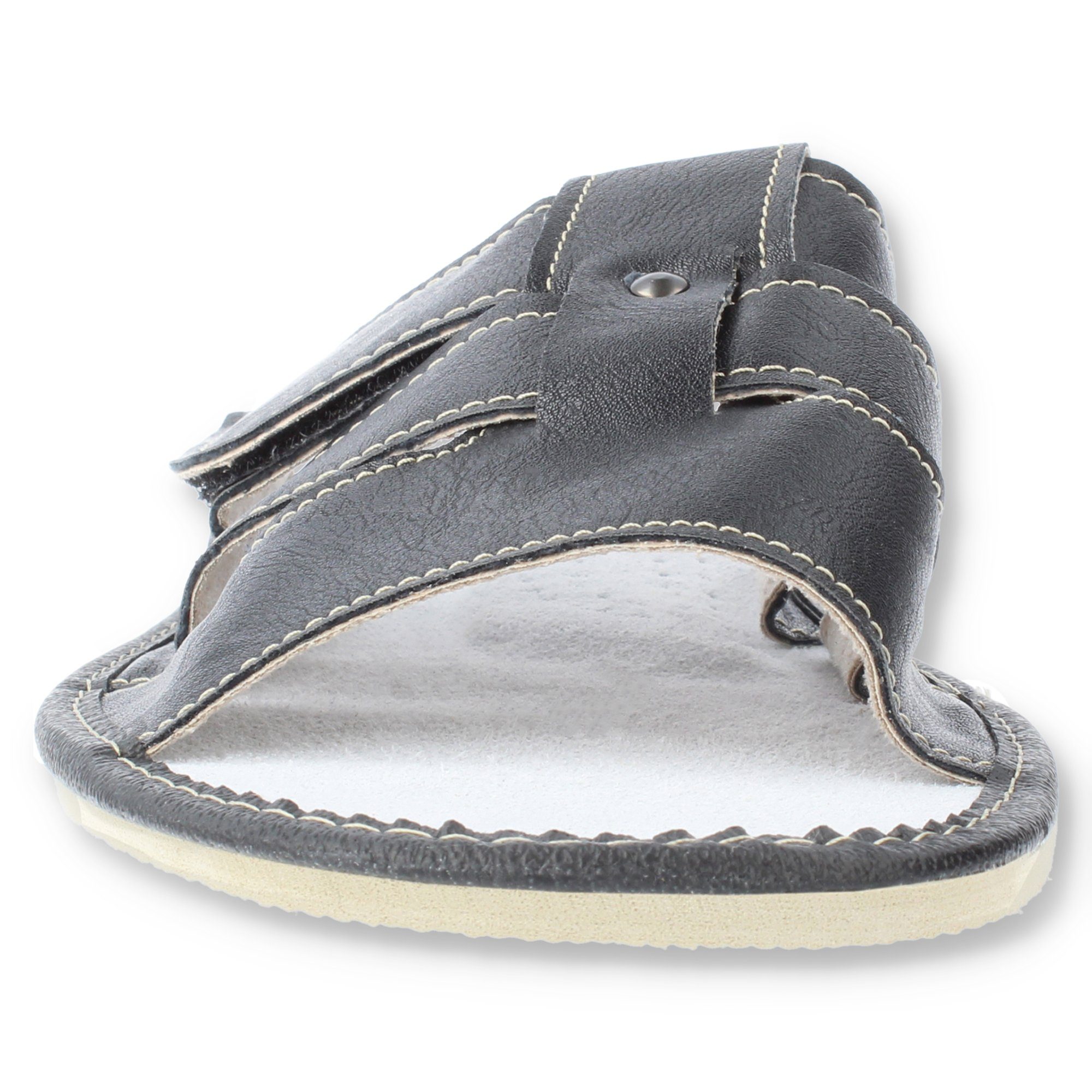 filsko Zeist Herren HausSchuhe mit Klettverschluss schwarz Hausschuh