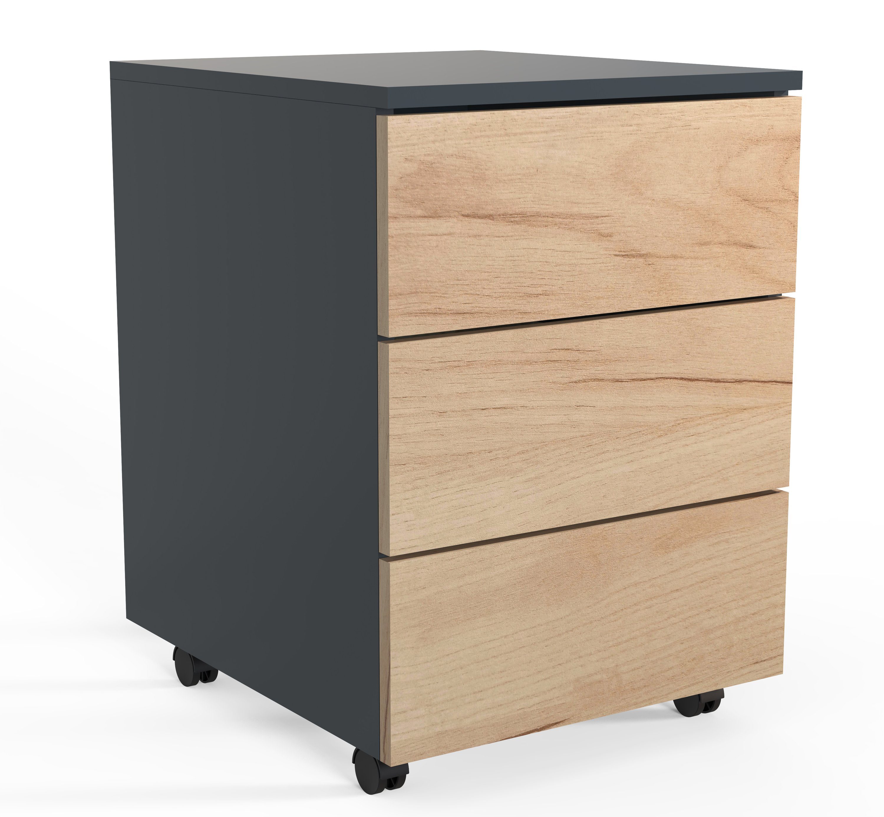 VCM Rollcontainer Dalosa B. 39 x T. 45 x H. 55 cm, Stauraum für Büromaterial, Arbeitszimmer, 3 Schubladen, Holzwerkstoff – Bild 2 von 5