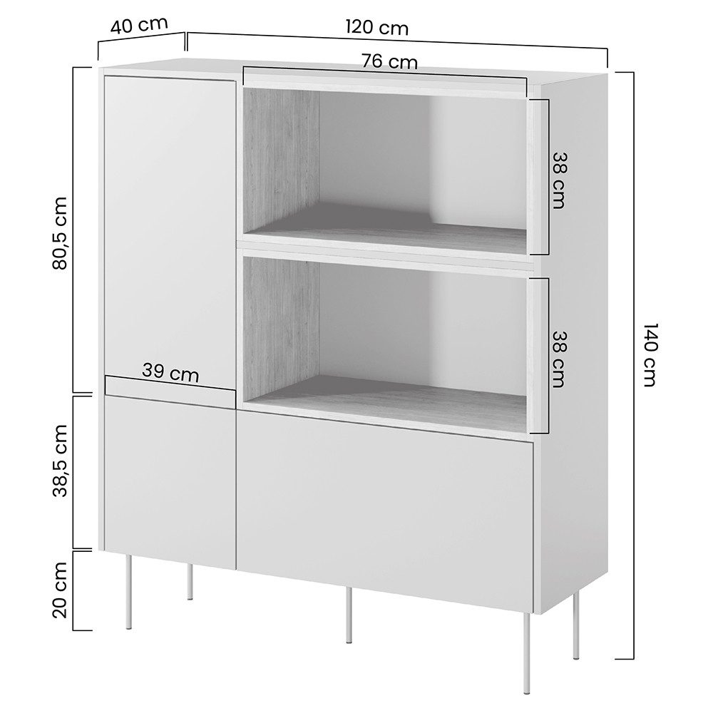 Lomadox Wohnzimmer-Set DELFT-141, (Mega-Spar-Set, 4-St., Couchtisch Highboard Lowboard Sideboard), in keramikrot und kaschmir mit Eiche, modern, grifflos