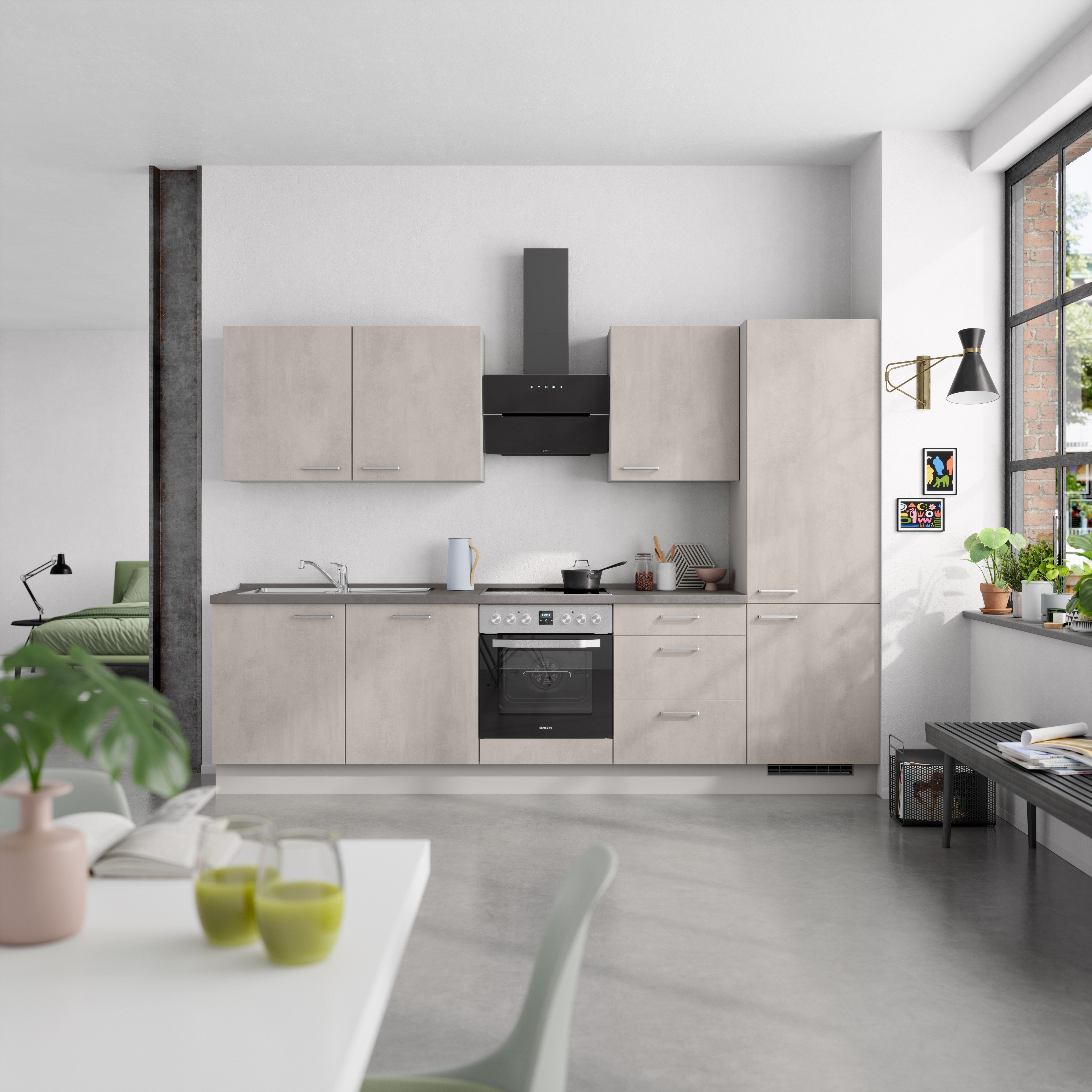 nobilia® Küchenzeile "Riva II", NEU: individuell anpassbar mit gratis Profi-Beratung, vormontiert, Breite 300 cm, Ausrichtung wählbar, wahlw. mit E-Geräten