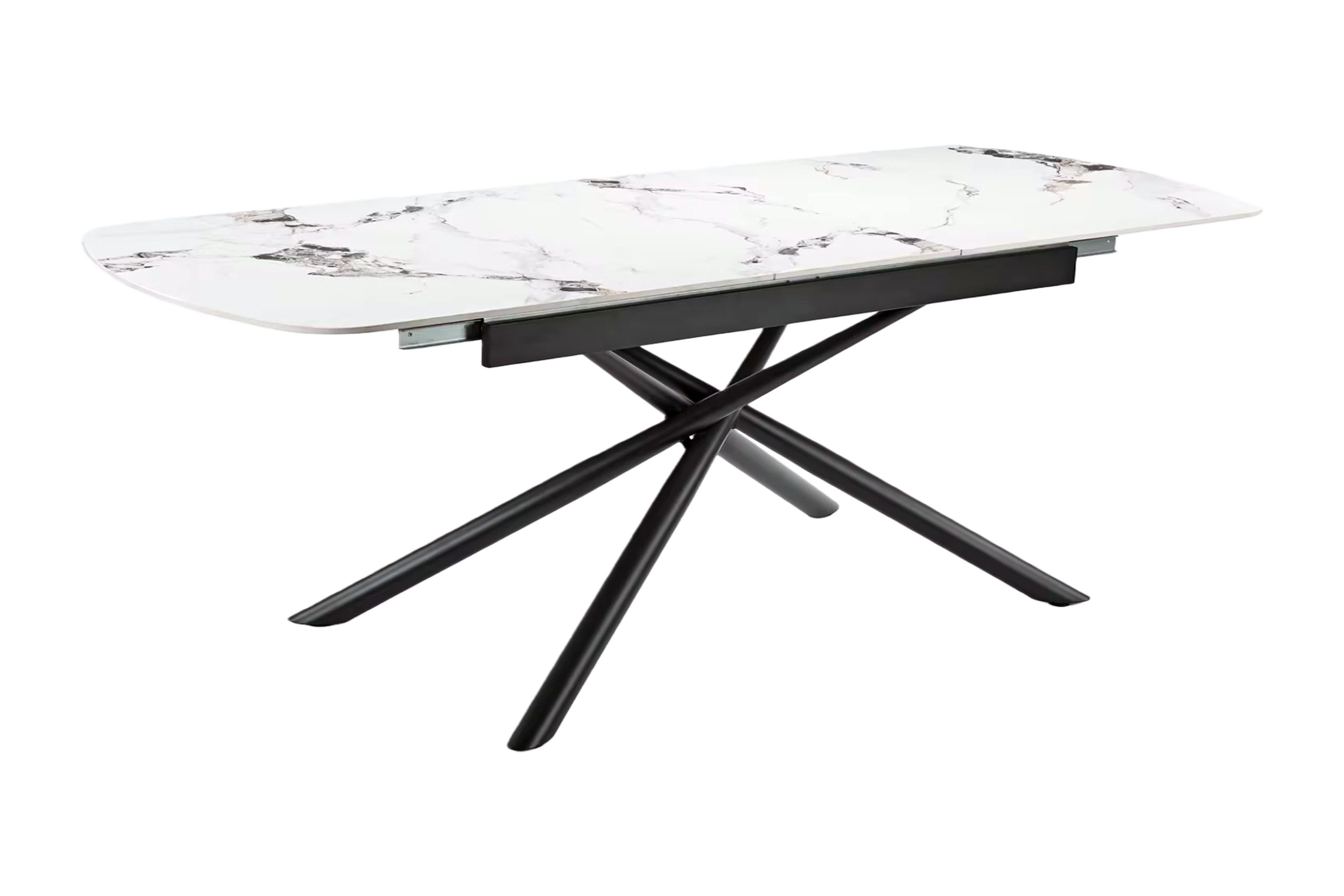 freiraum Kulissen-Esstisch Kulissen-Esstisch >SINTRA< ausziehbar 220cm, Sintered Stone weiss, ausziehbar 220cm, Sintered Stone weiss - 180/220x76x90cm (BxHxT)