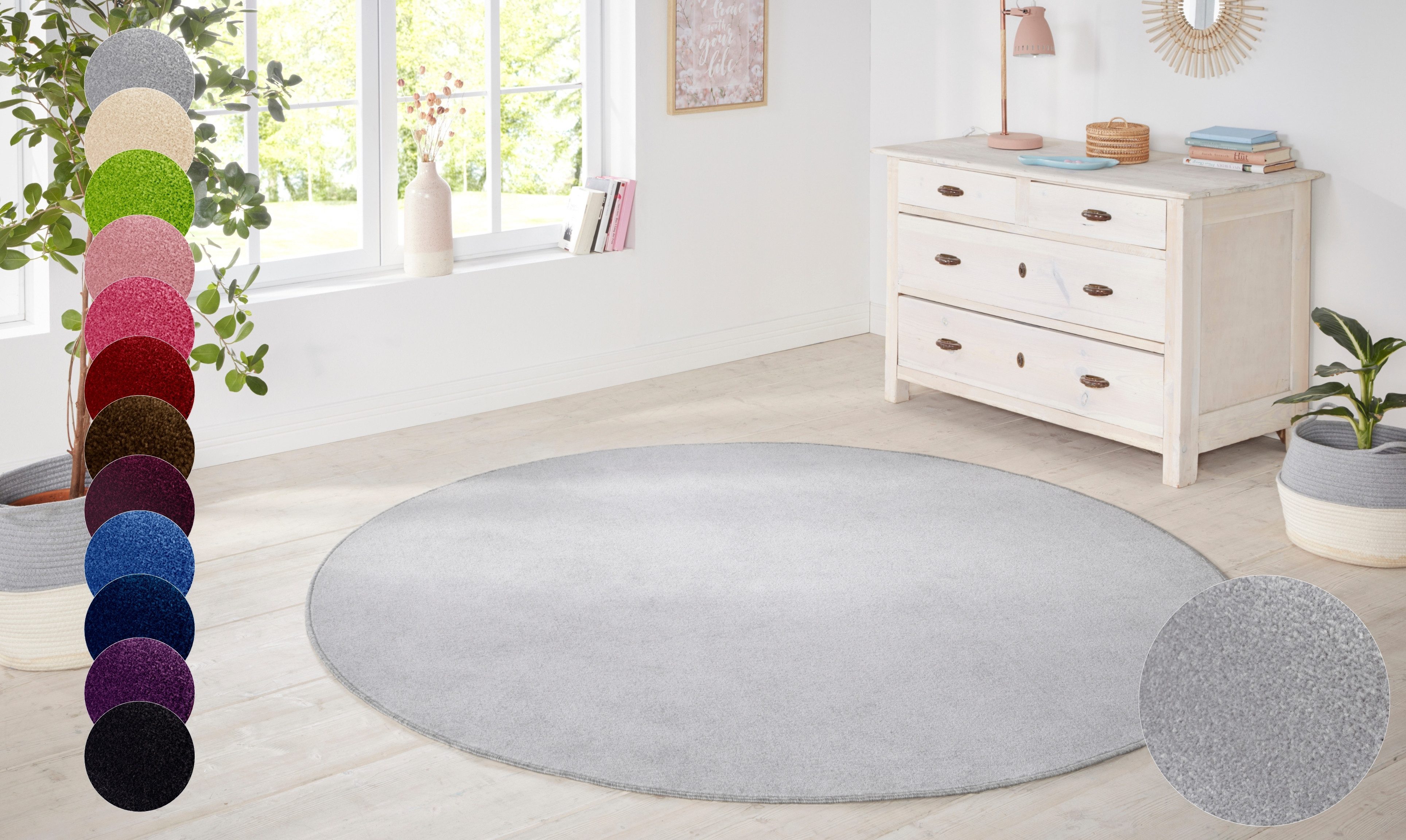 HANSE Home Teppich Shashi, rund, Höhe: 8,5 mm, Kurzflor, Unifarben, Teppich, Weich, Esszimmer, Kinderzimmer, Flur