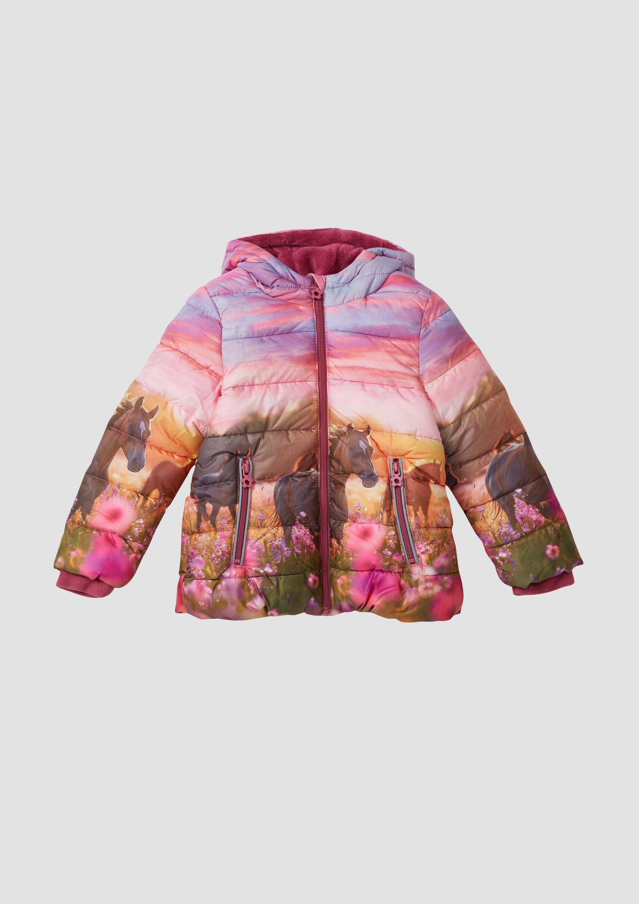 s.Oliver Funktionsjacke Outdoor-Jacke Wattierte Jacke mit Kapuze und kuscheligem Fleecefutter