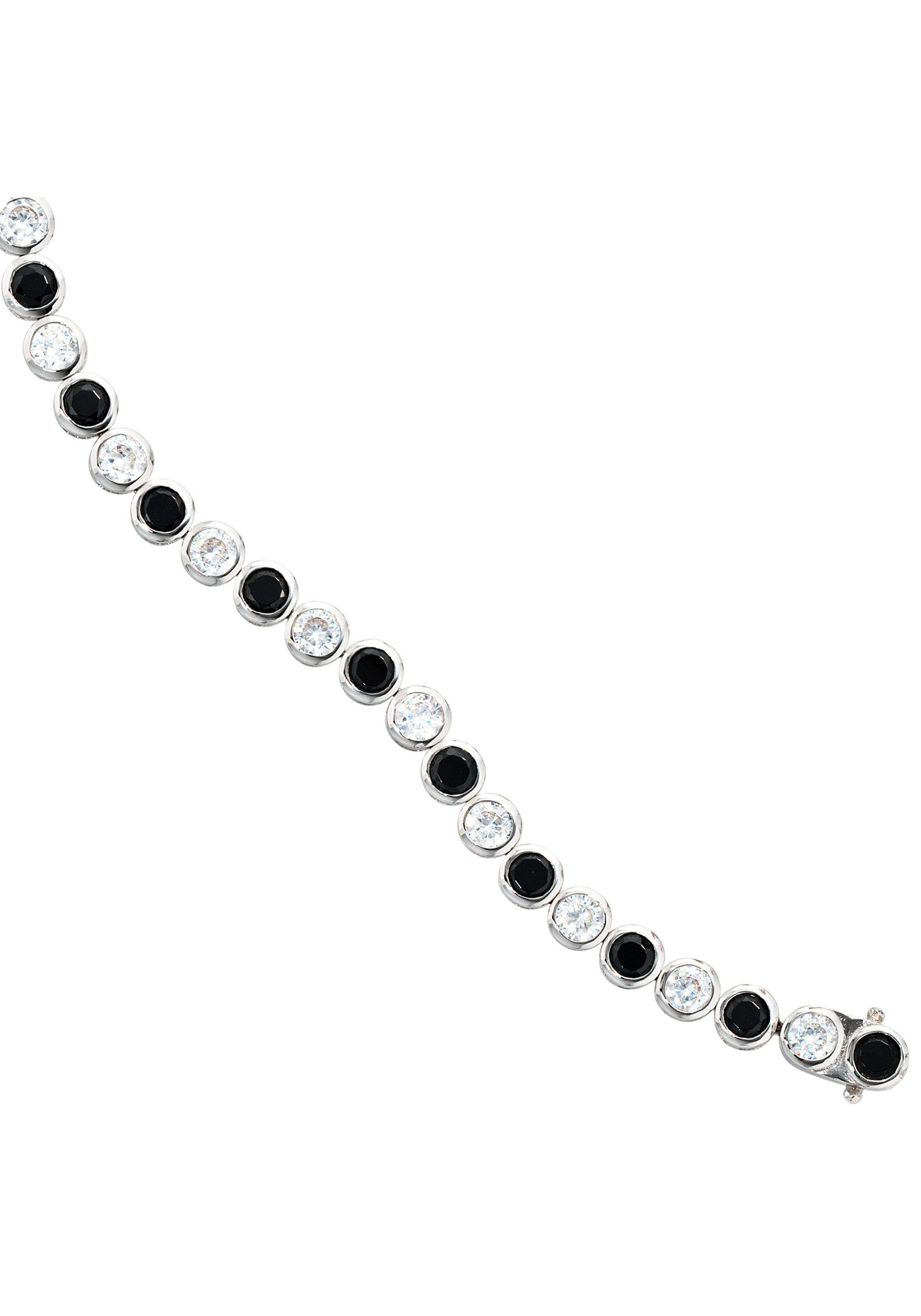 JOBO Silberarmband Tennisarmband schwarz weiß, 925 Silber rhodiniert mit Zi günstig online kaufen