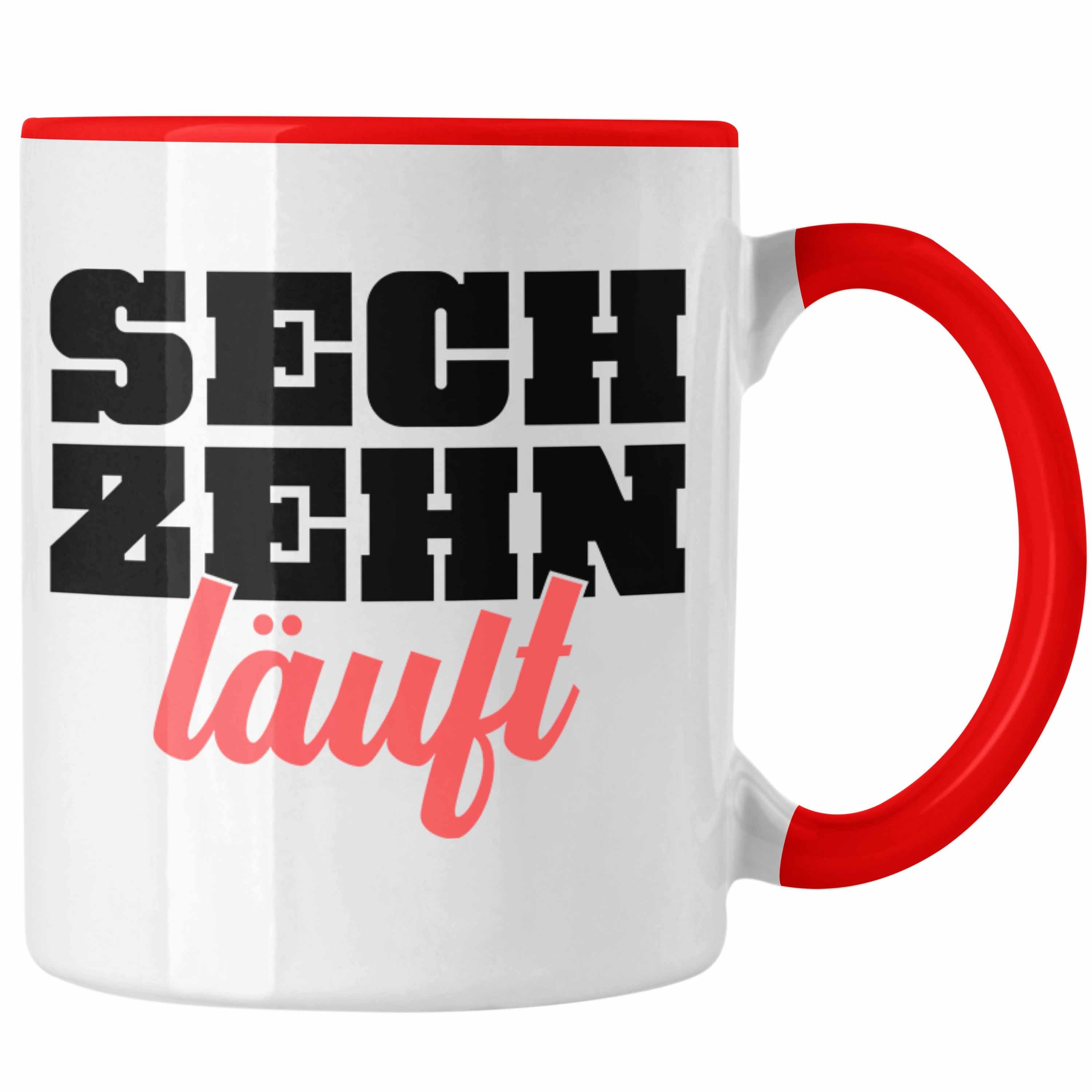 Trendation Tasse Trendation - 16. Geburtstag Tasse Geschenk Mädchen Jungen Geschenkidee Lustig Spruch 16 Geschenke Geschenkideen zum 16 Bday 16er Witz Sprüche Rot