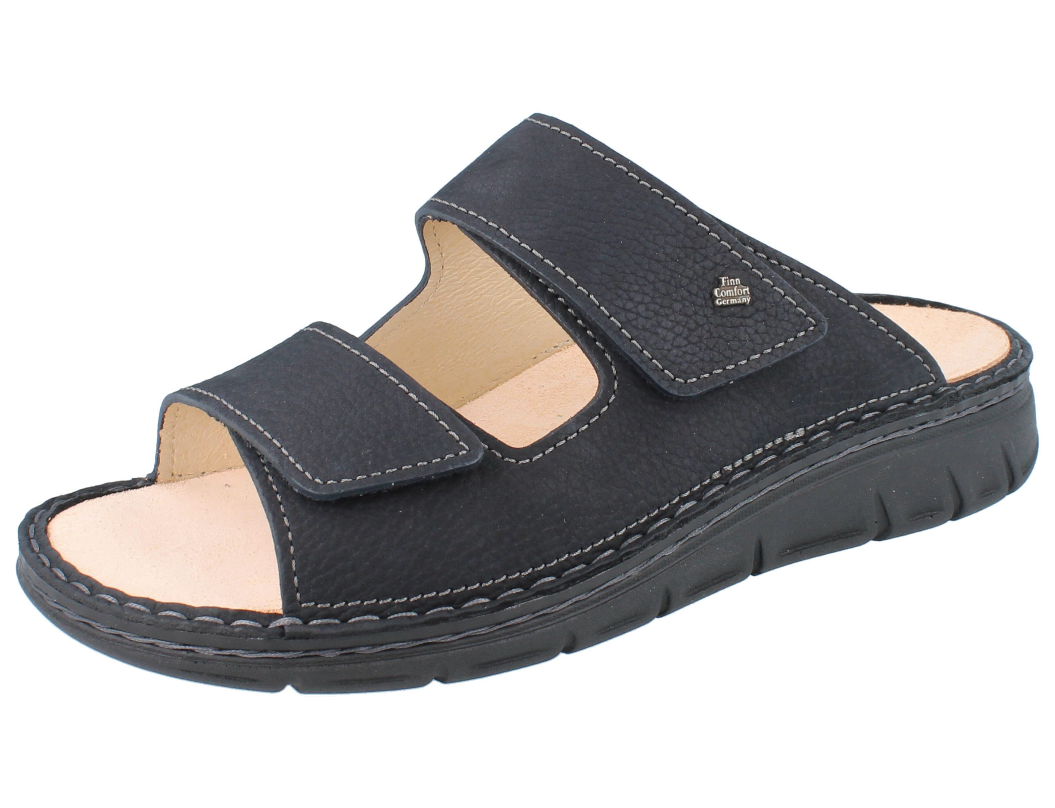 FINN COMFORT Rab Herren Pantolette blau Nubukleder - Größe: 46 Hausschuh