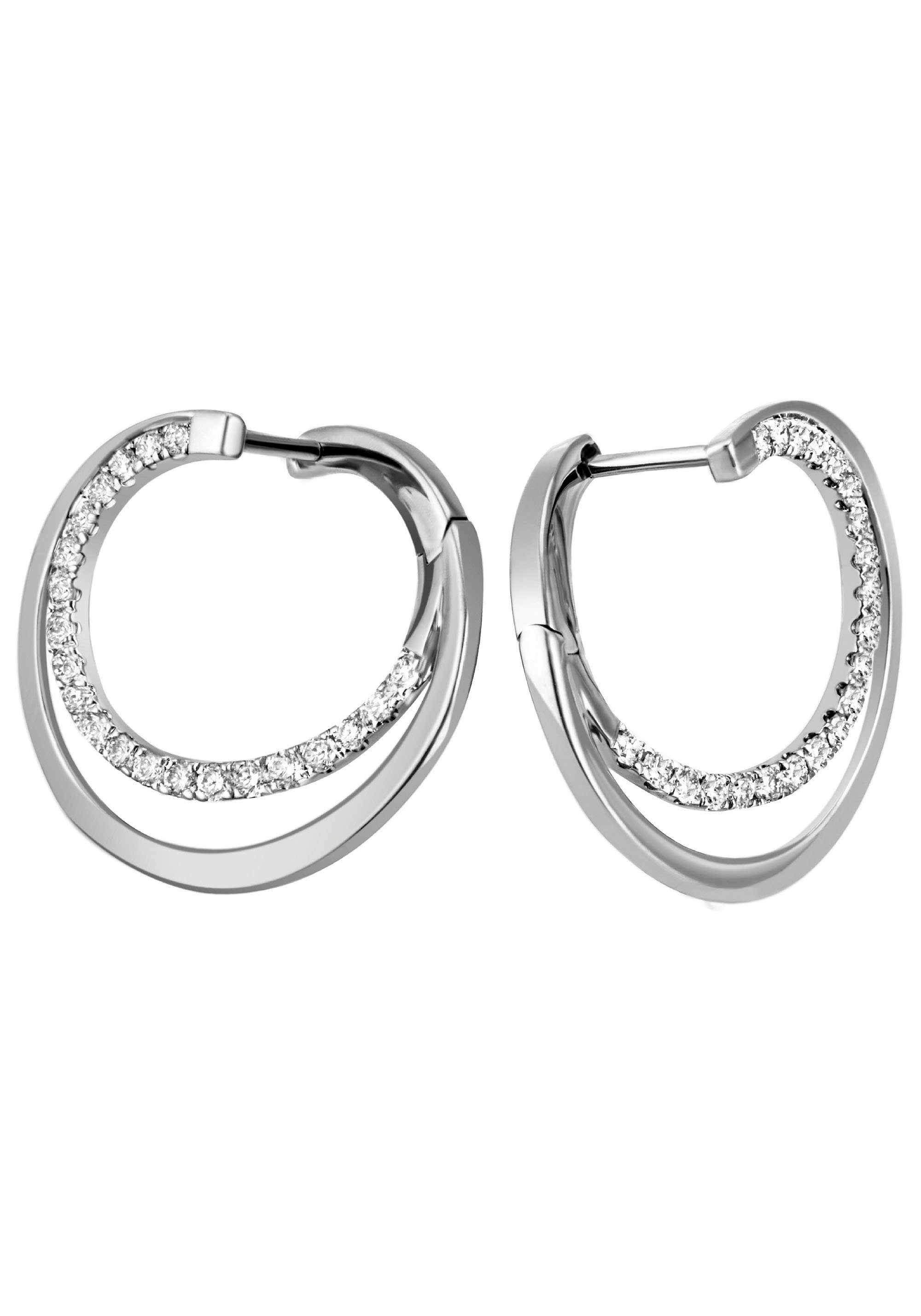 Paar Creolen Schmuck Geschenk Silber 925 Ohrschmuck geschwungen glitzernd