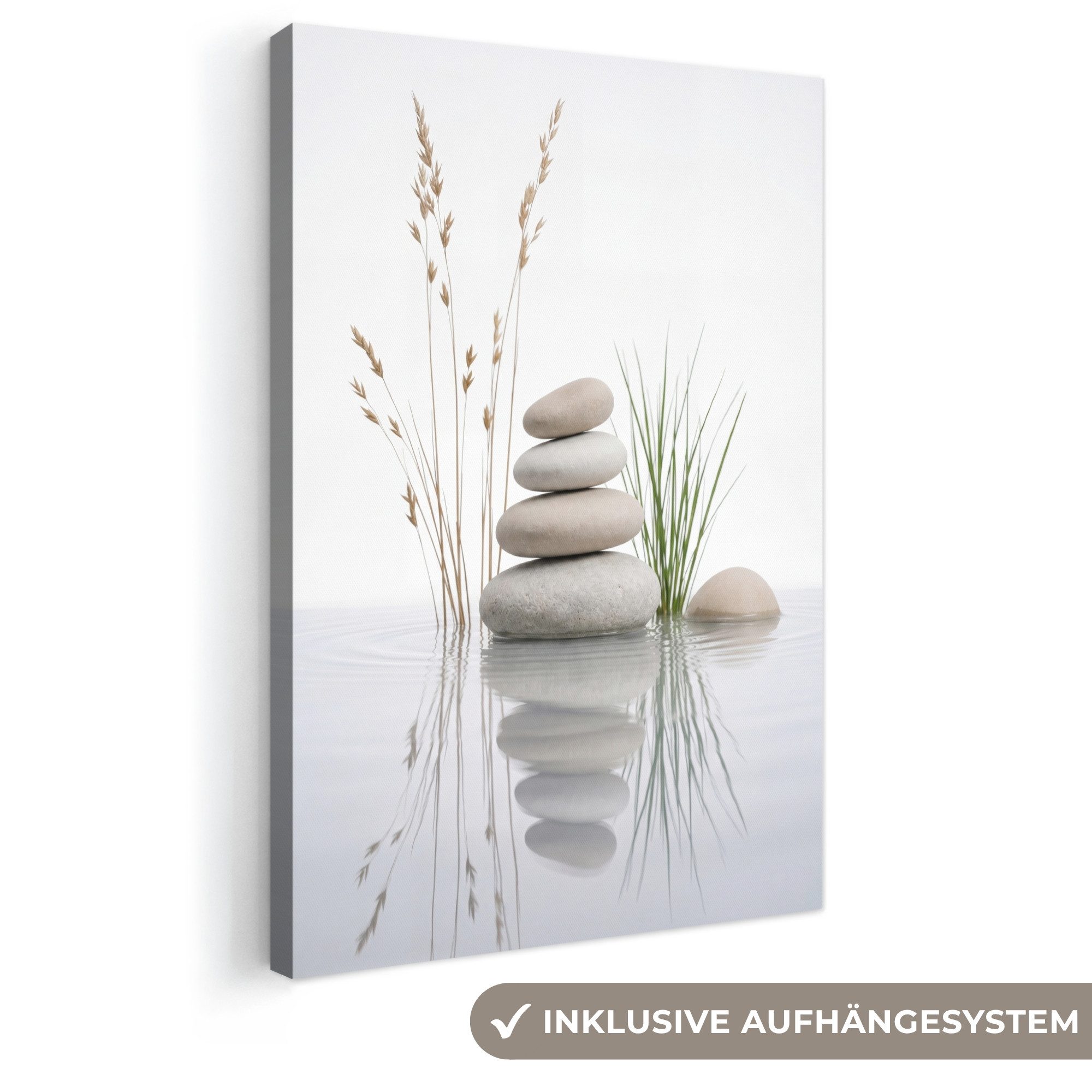 OneMillionCanvasses® Leinwandbild Steine - Gelassenheit - Grau, Fotodruck (1 St), Leinwand Canvas Wandbild, Wanddekoration 20x30 cm