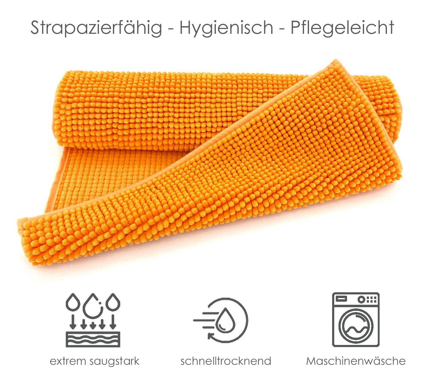 heimtexland Badematte Badvorleger Chenille Badteppich Duschvorleger, rutschhemmend beschichtet, Fußbodenheizung geeignet, schnell trocknend, strapazierfähig, fu – Bild 3 von 5