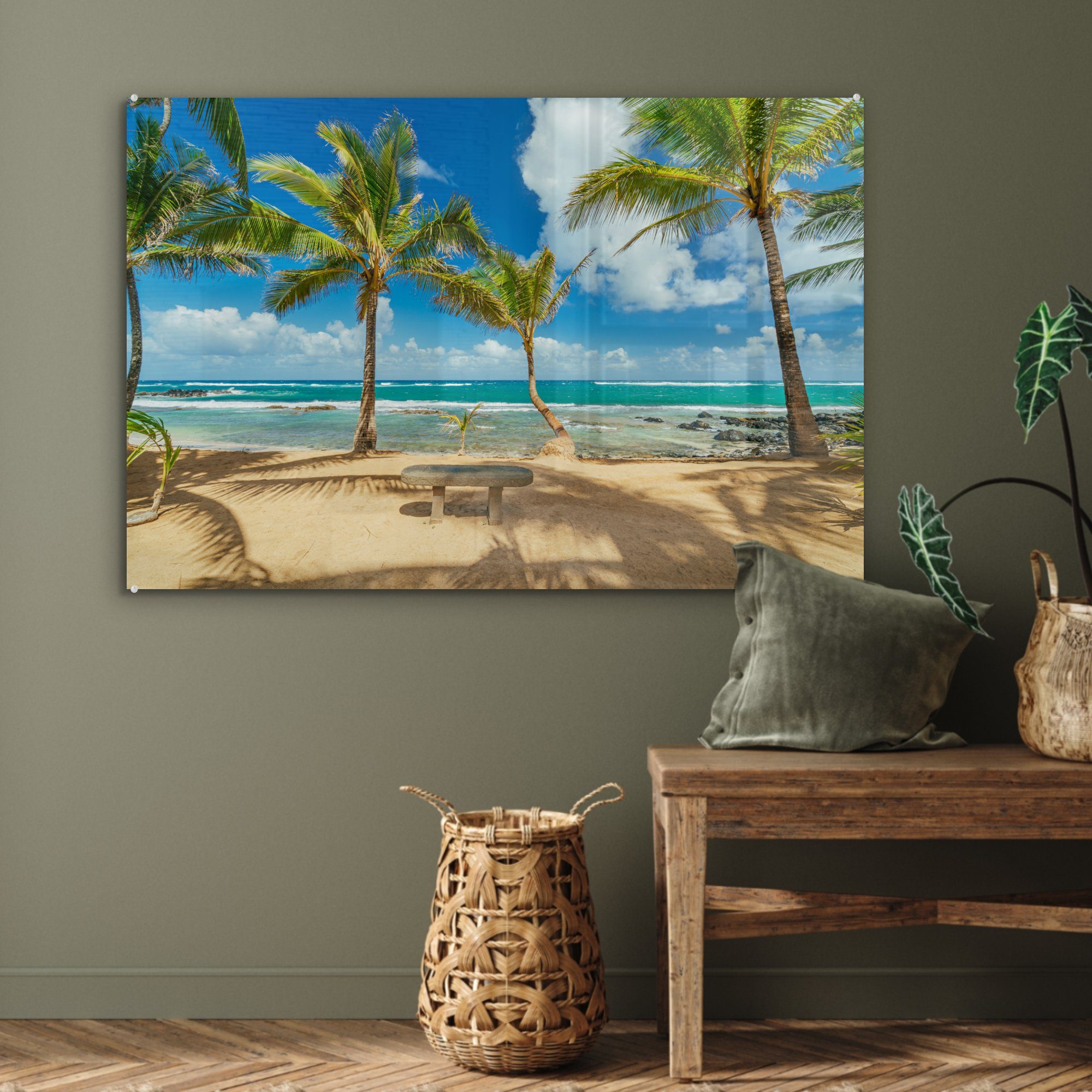 & Kuau Schlafzimmer (1 MuchoWow am Beach Maui, Acrylglasbild Palmen Acrylglasbilder Cove St), Wohnzimmer in
