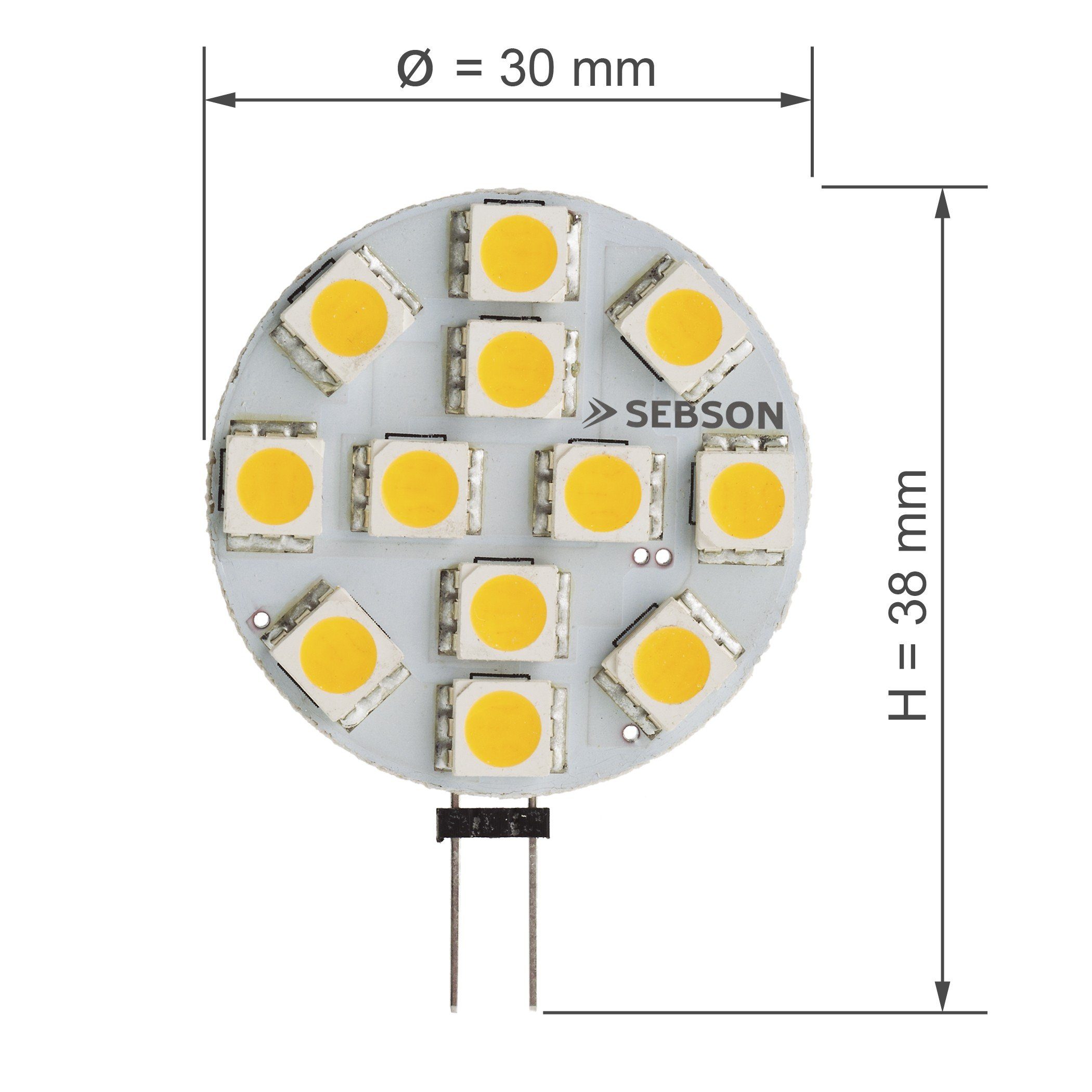 SEBSON LED-Leuchtmittel LED Lampe G4 GU4 10er Leuchtmittel 3W Pack Stiftsockel warmweiß 12V 