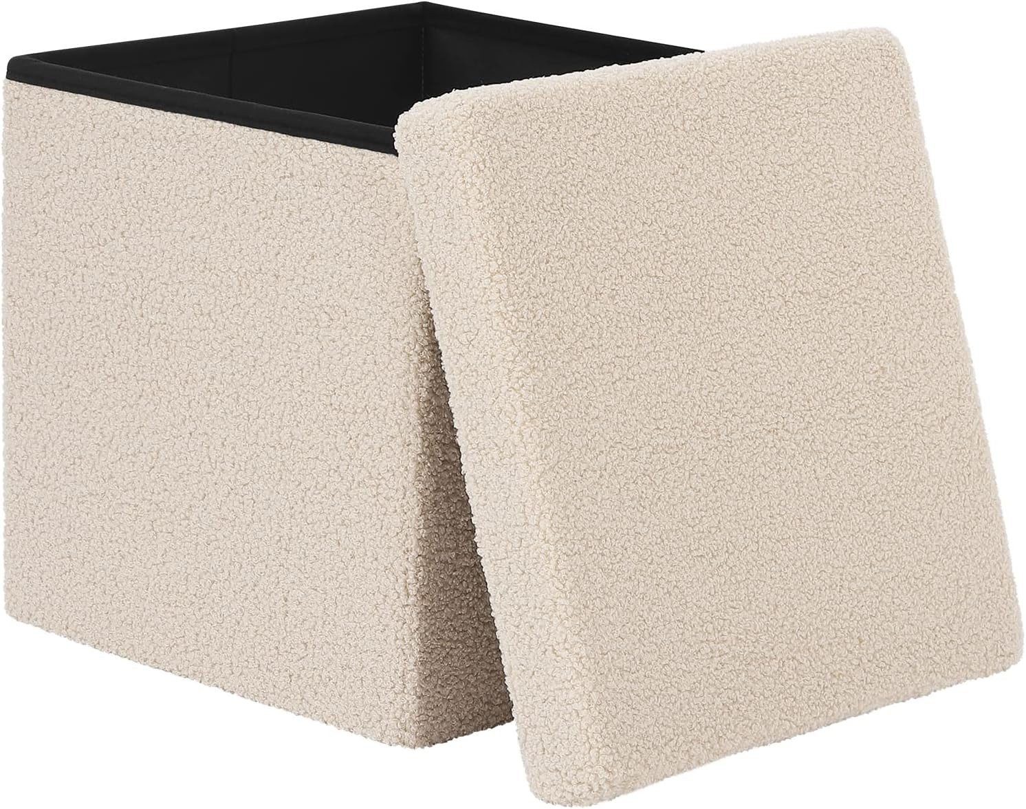 EUGAD Sitzhocker (1 St., Faltbarer Hocker), mit Stauraum aus Teddyfleece