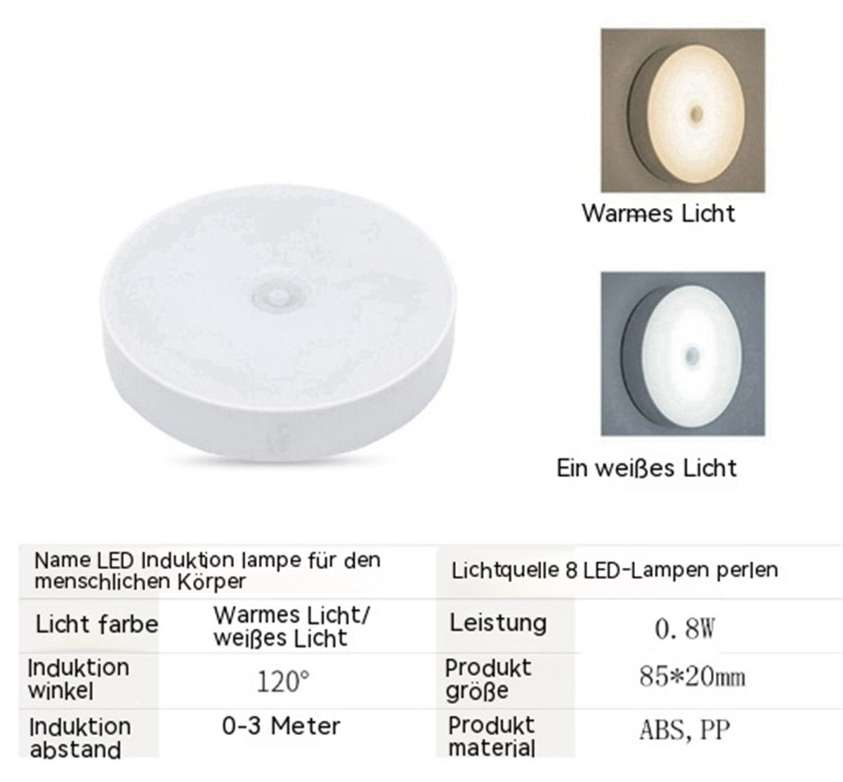 Nachtlicht selected Nachttischlampe LED intelligente Wiederaufladbare LED-Rundsensorlampe, carefully