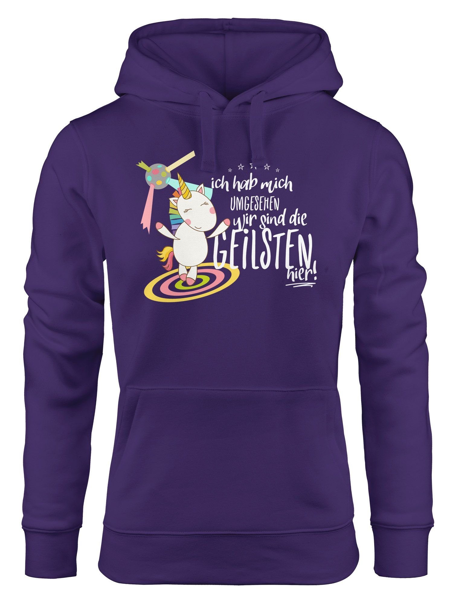 MoonWorks Hoodie Damen Kapuzen-Pullover Ich hab mich umgesehen wir sind die geilsten