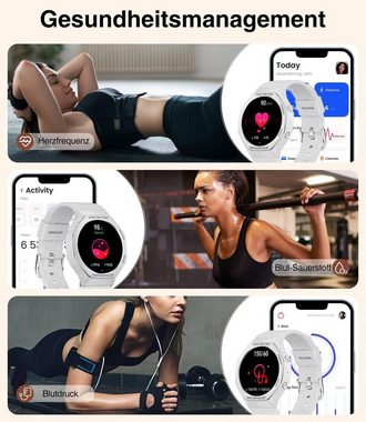 Lige Smartwatch (1,32 Zoll, iOS Android), Damen Telefonfunktion Fitnessuhr Blutdruckmessung Pulsuhr Wasserdicht