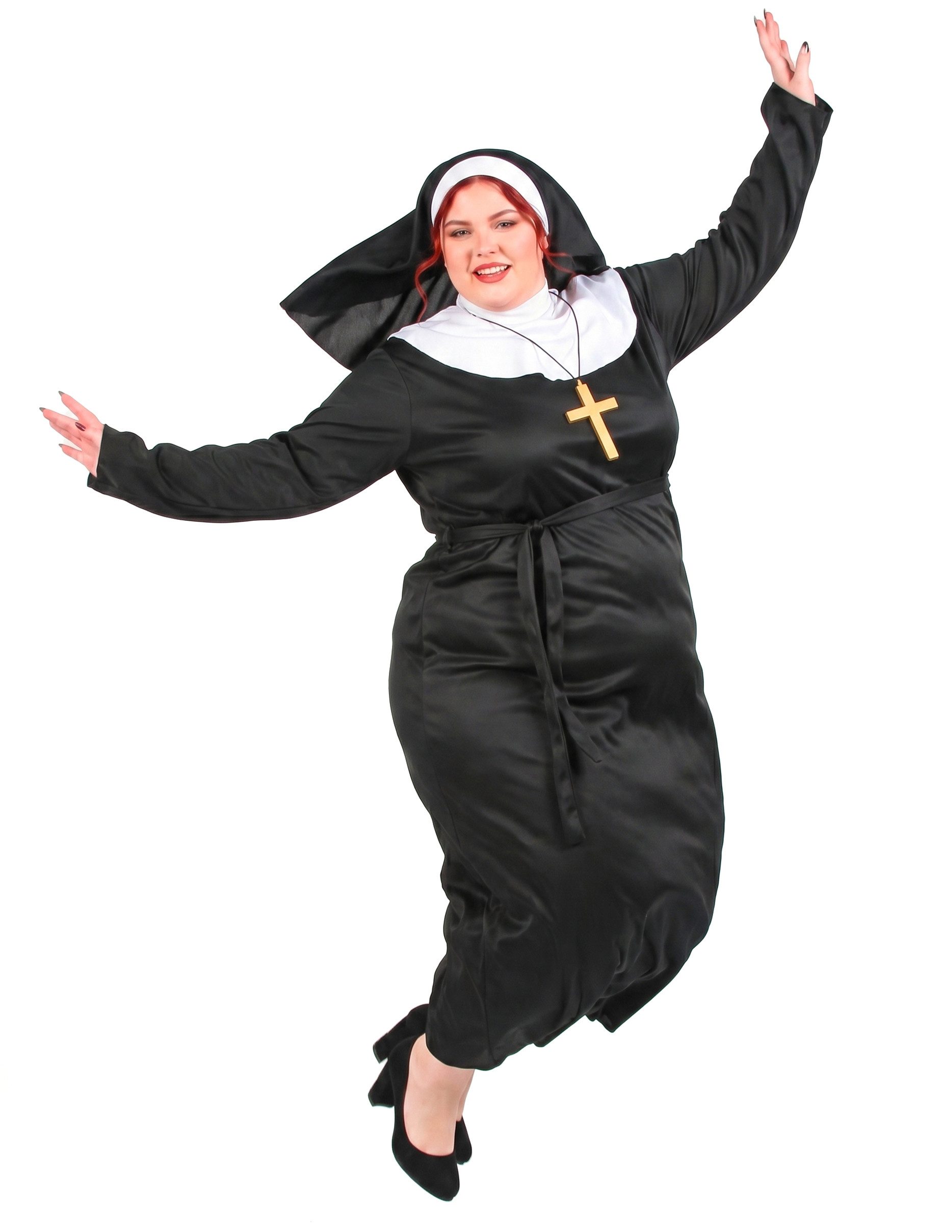 JADEO Kostüm Nonne-Kostüm in Übergrösse Karneval-Kostüm schwarz-weiss