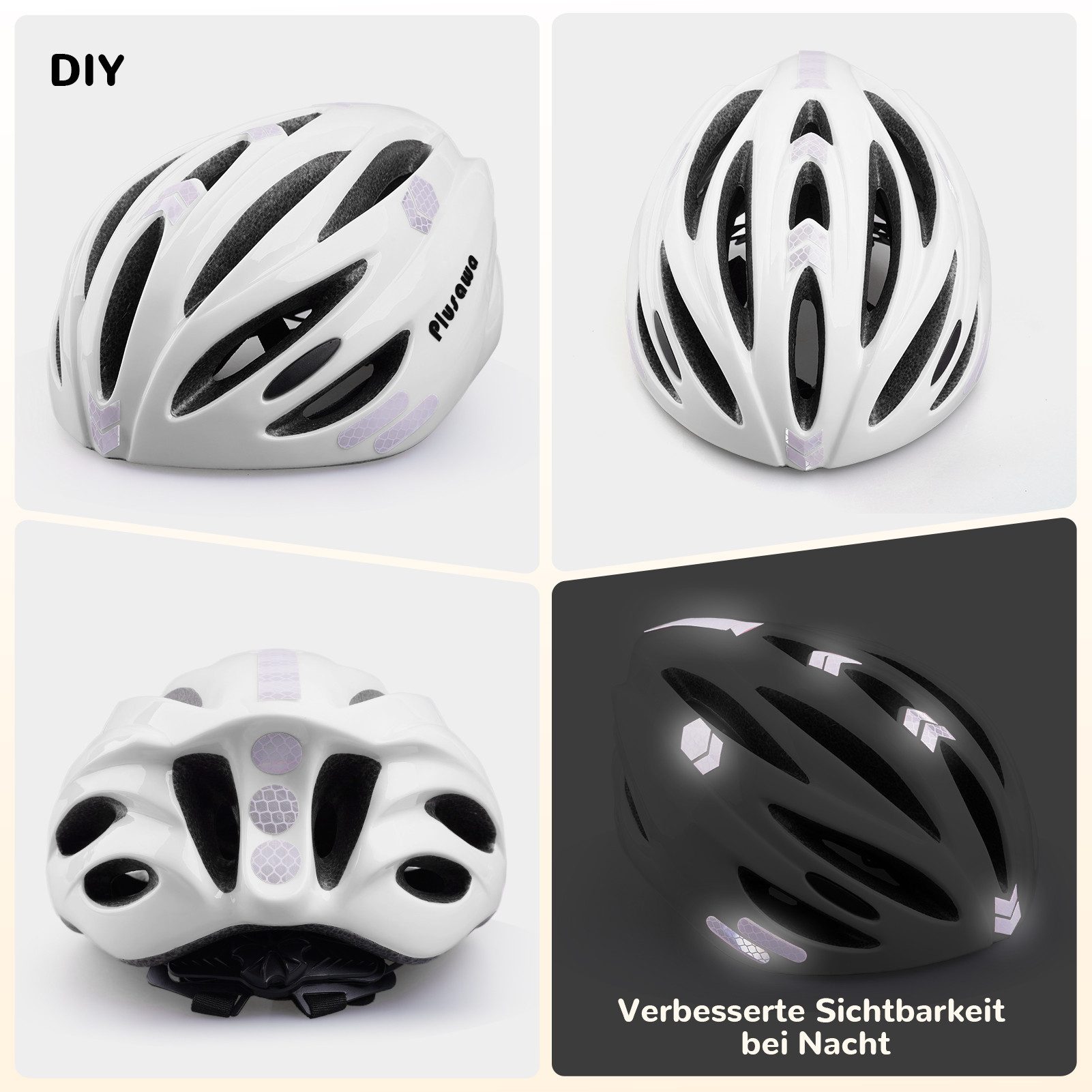 Alsterwell Kinderhelm Kinder Fahrradhelm, Verstellbarer Kinnriemen, 3D DIY & Reflektierende Aufkleber, Sporthelm für Roller & Inlineskates – Bild 4 von 5