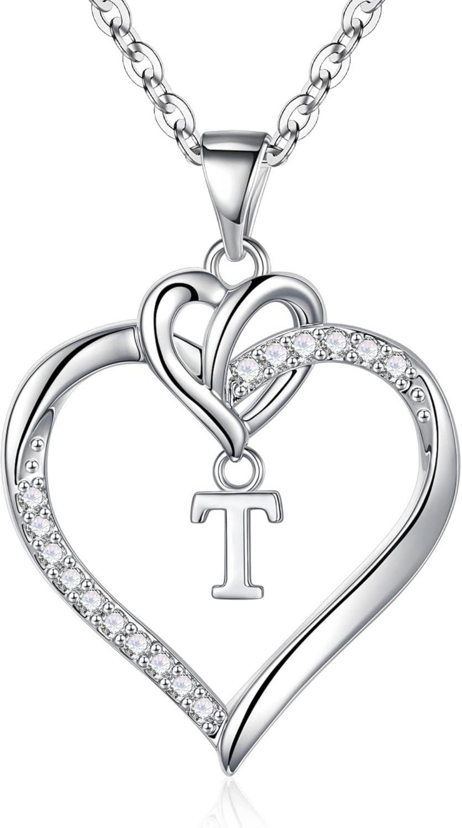 Kette und Anhänger Set Valentinstag Geschenke Frauen Kette Herz Halskette 14K Gold Weißgold