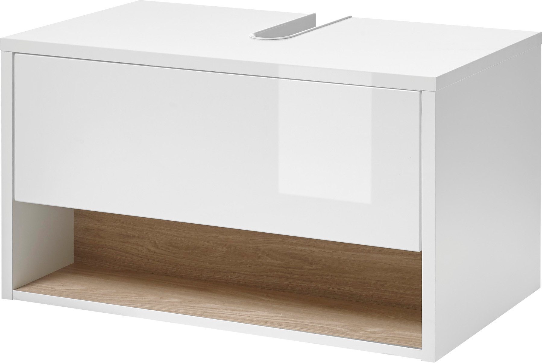 Home affaire Waschbeckenunterschrank Studio Line, Badschrank in Hochglanz Weiß, Waschtisch in zwei Farben verfügbar, ausreichend Stauraum