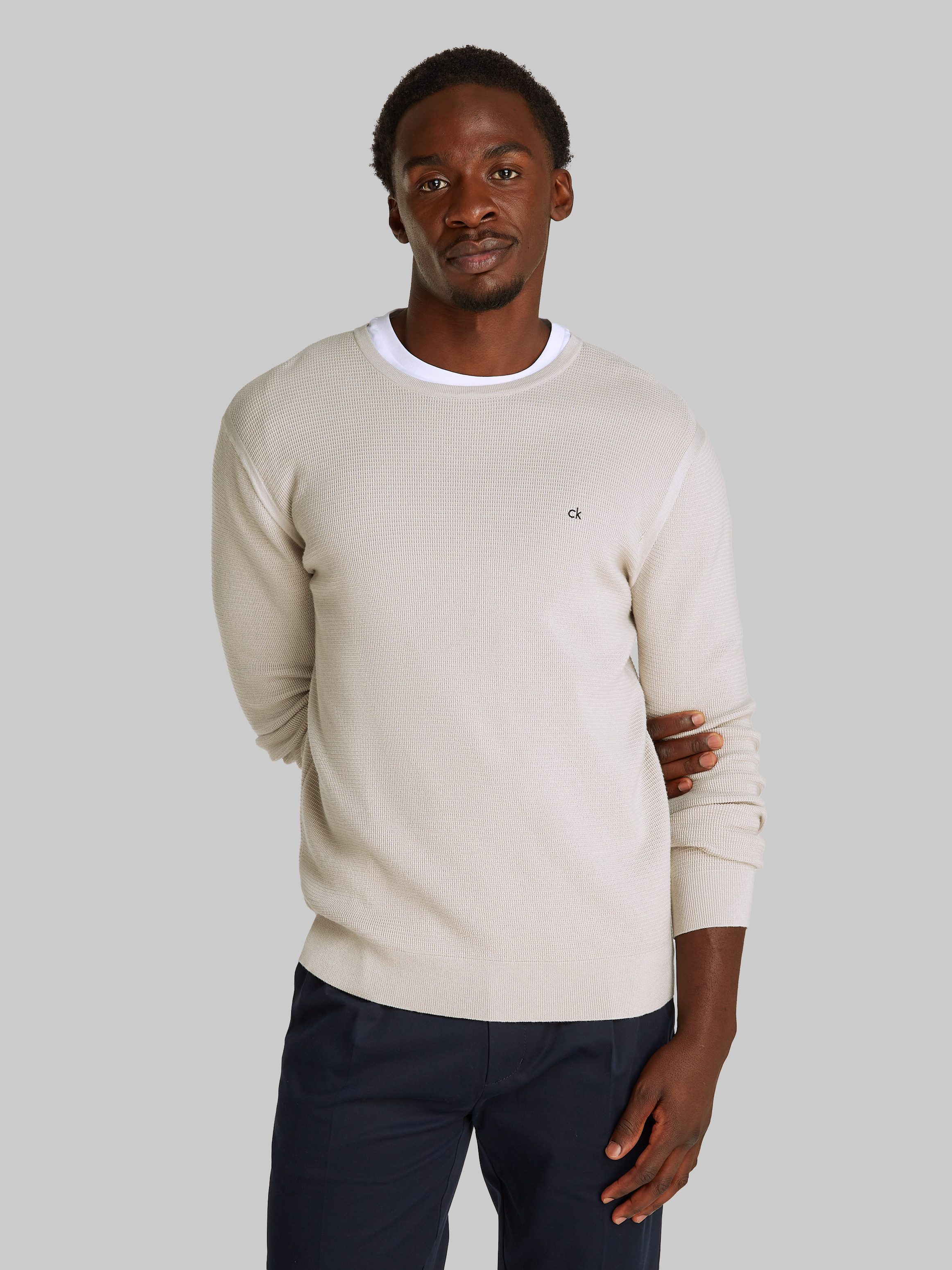 Rundhalspullover MICRO WAFFLE TEXTURE CN SWEATER