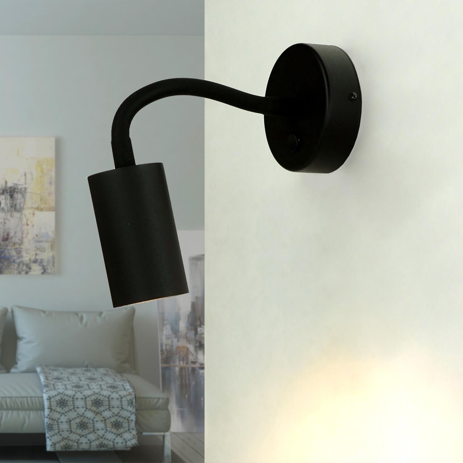 Schwarz Leuchtmittel, EYE, Sofa Licht-Erlebnisse Wandleuchte Leselampe flexibel Wandlampe Schalter Bett Lampe mit ohne