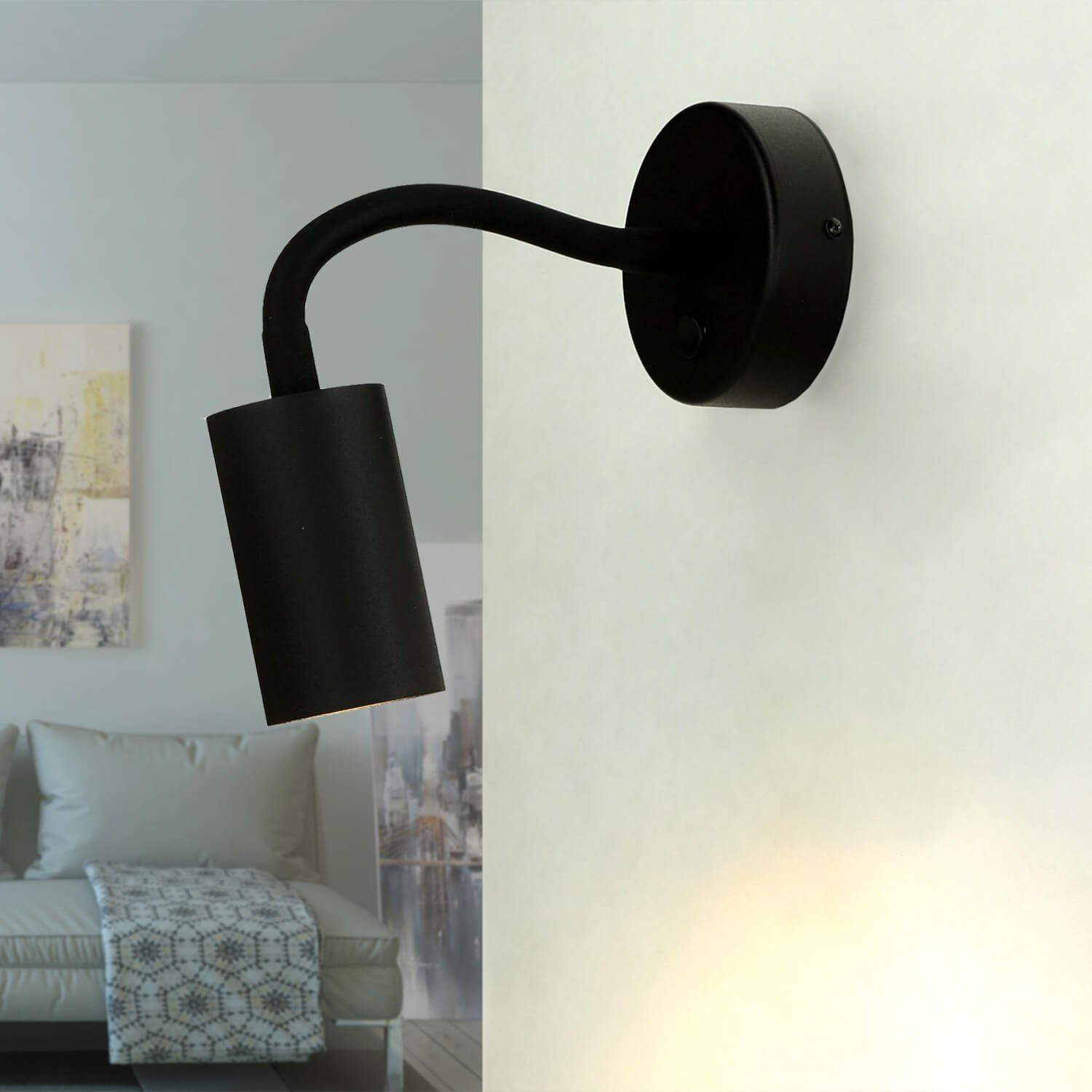 Wandlampe Schwarz Lampe Wandleuchte flexibel ohne Leselampe Sofa Schalter mit Leuchtmittel, EYE, Licht-Erlebnisse Bett